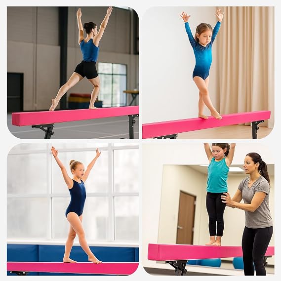 Gymnastics Beam with 5 heights Adjustable 8ft Balance Beam Home Gym Equipment for All Gymnastic