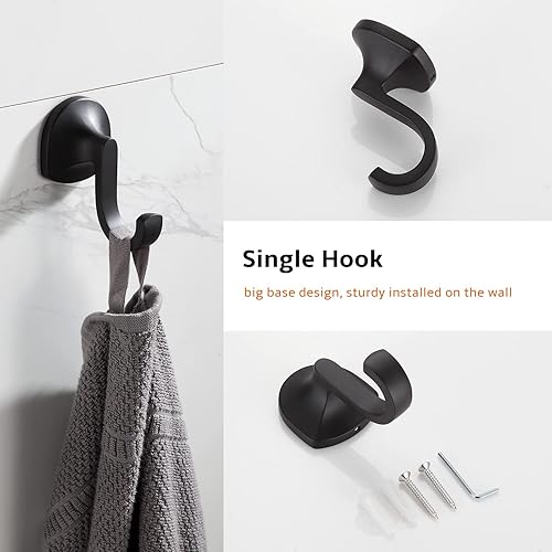 Miniatura 5 de BGL Juego de accesorios de baño, barra de toalla extensible ajustable negro mate, juego de accesorios de baño de 4 piezas, soporte para papel