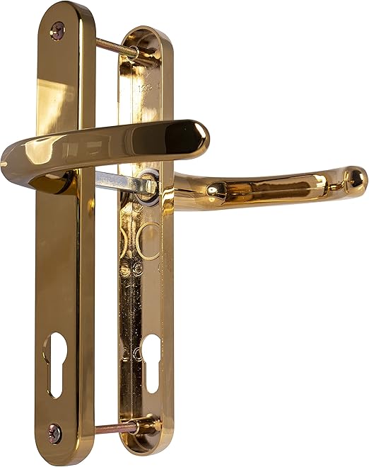 UPVC Door Handles Polished Brass Lever/Lever 92mm PZ (Centres) 210mm
