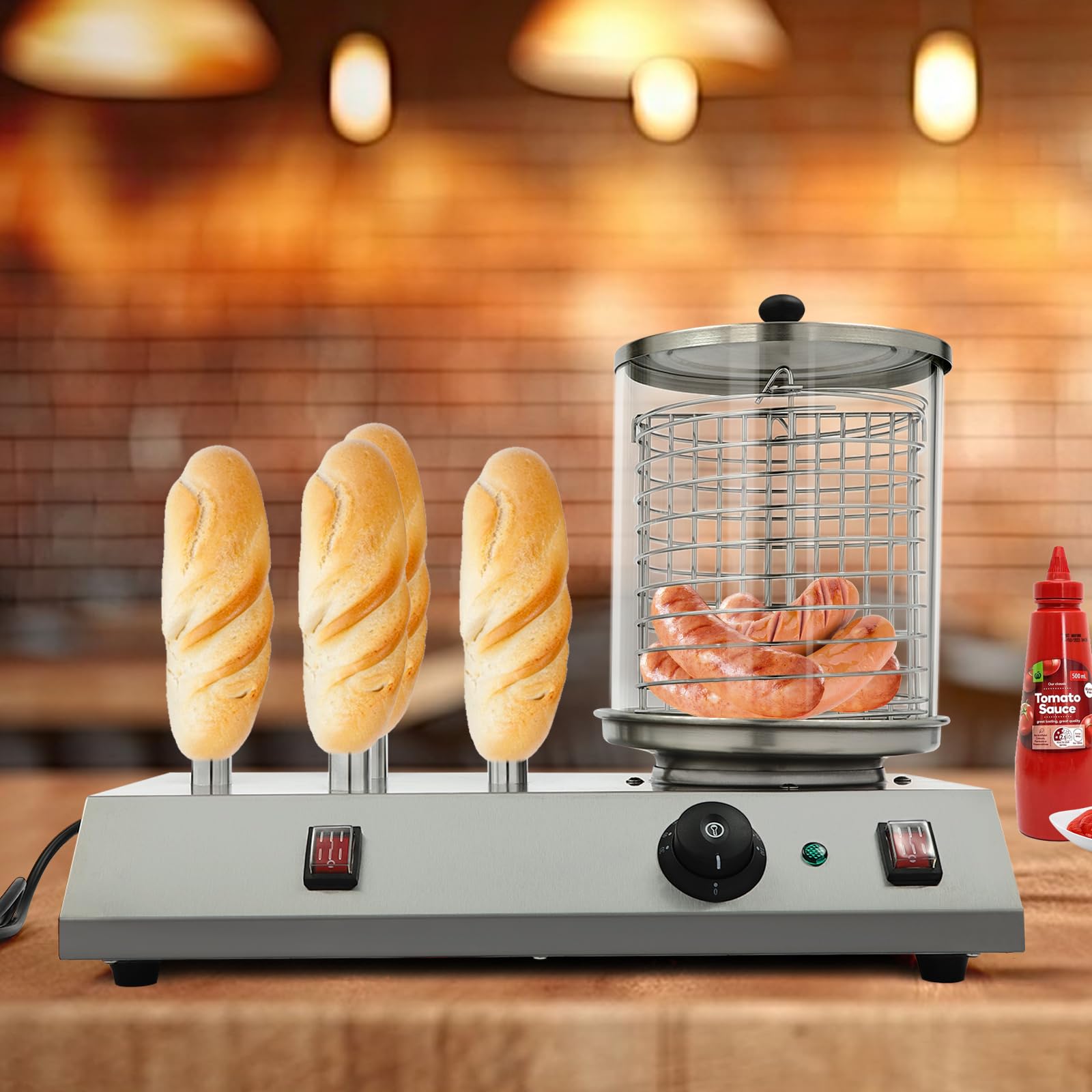 Machine à Hot-dogs Professionnelle 4 Fentes - Cuiseur Vapeur électrique 960W, Chauffe-pains - 220V Pour Snack, événements
