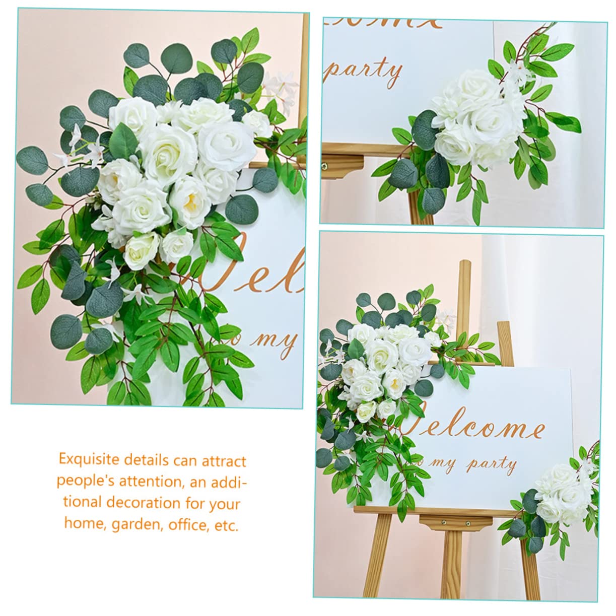 Ciieeo Blumenbogen Hochzeitsdekorationen für Empfang 1 Satz Seidenstoff | Zeremonie und Hintergrund, Künstliche Blumen mit Lebendigem Look, Langlebige Deko für Bouquet und Schild