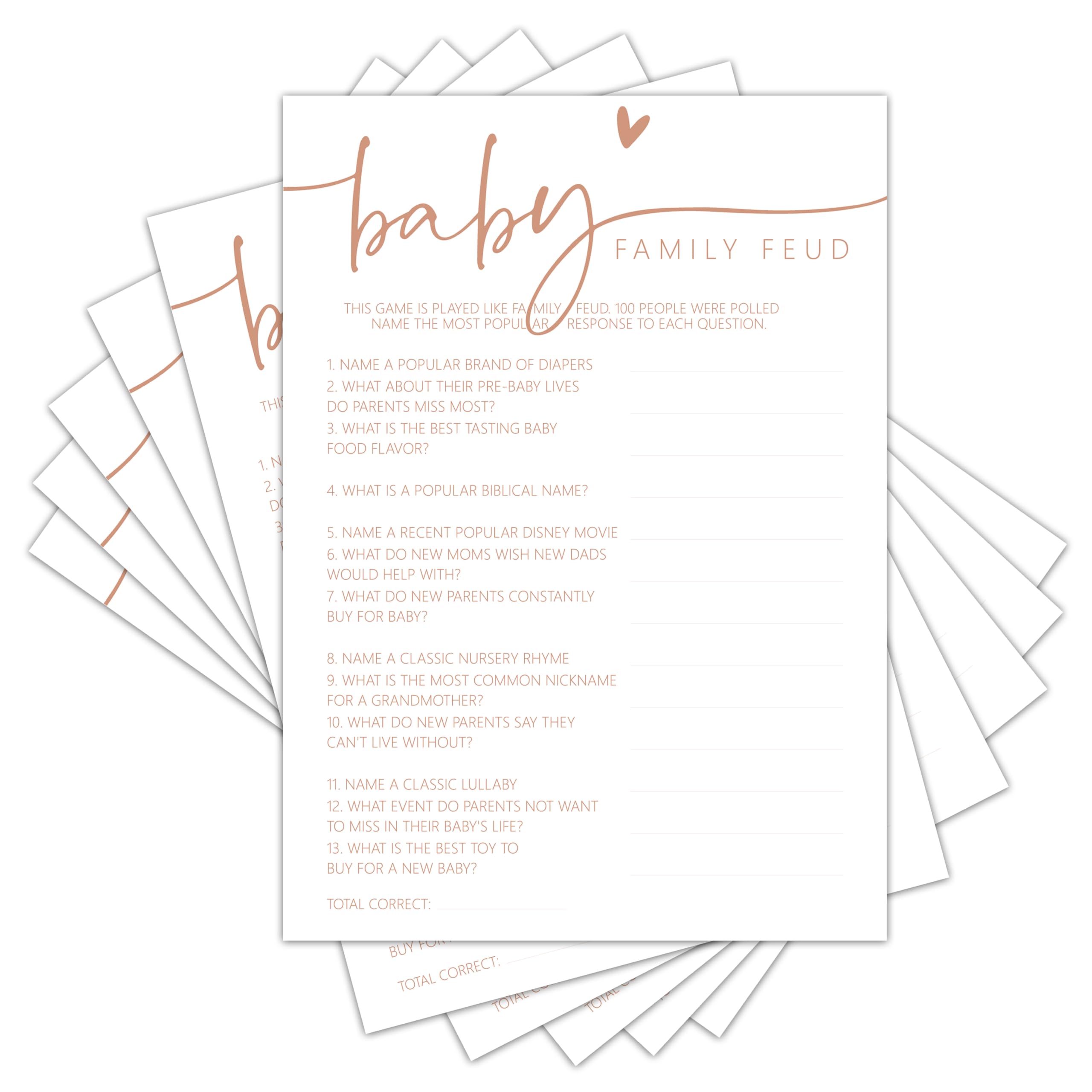TIRYWT Baby Shower Games Cards, Baby Family Feud, Minimalism Boy or Girl Baby Gender Reveal Party Favors Decorations and Supplies, 25 Pcs Double-Sided - C06