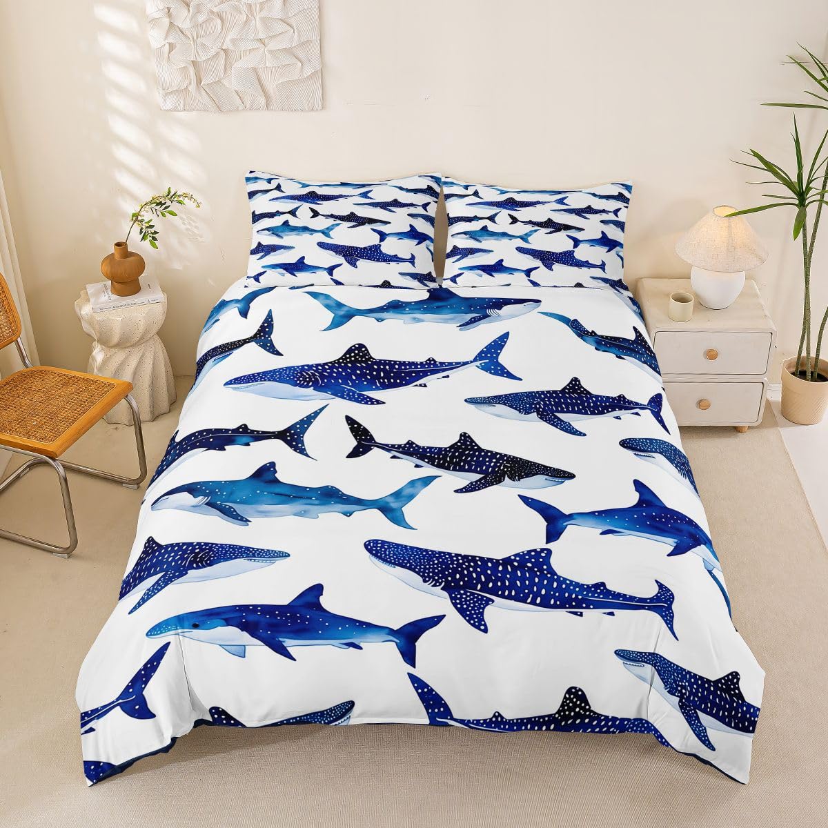 Housse de couette bleu océan 200x200 pour chambre enfant marine