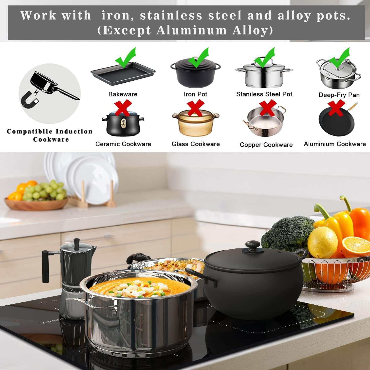 Close-up of the Karinear Induction Cooktop control panel highlighting the Boost key