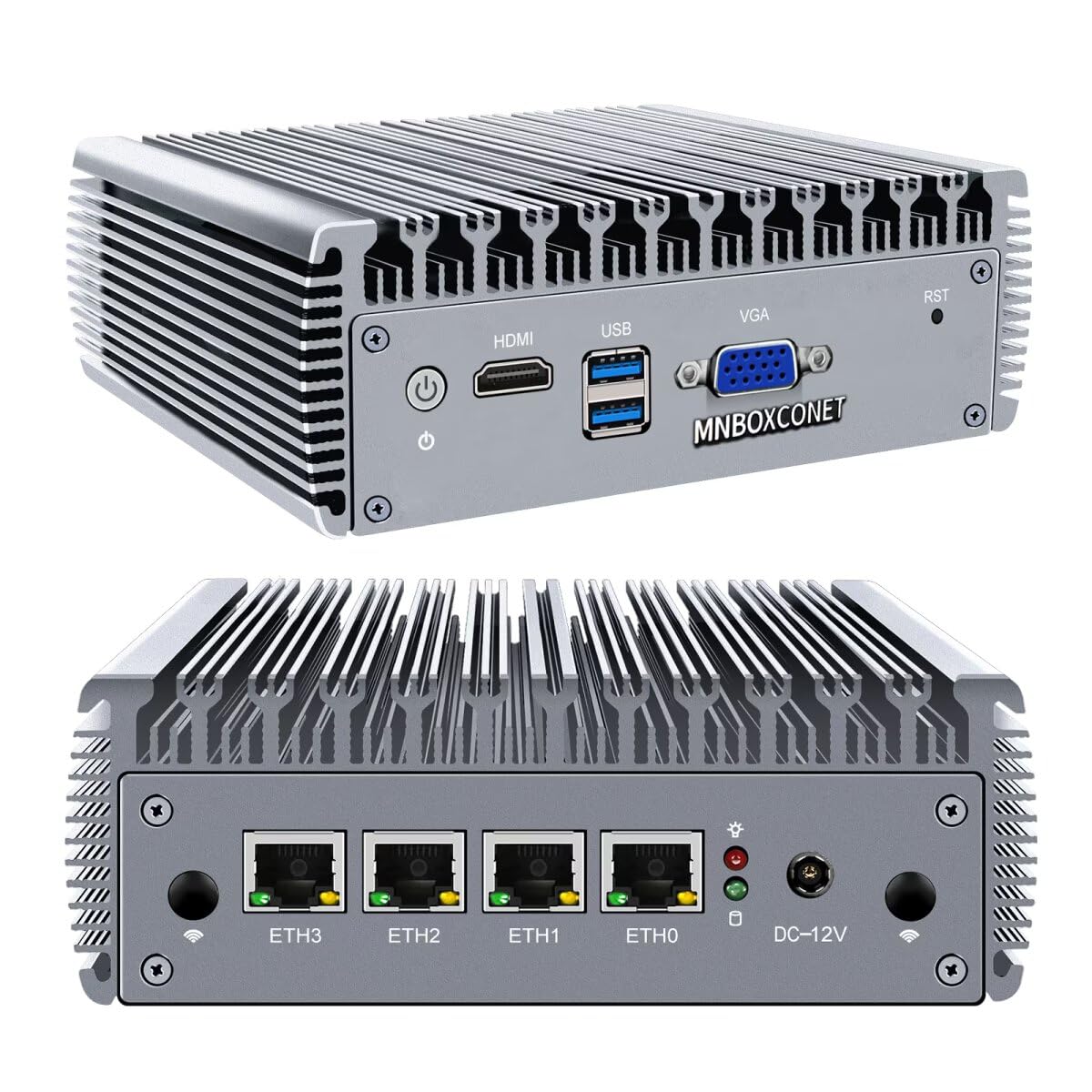 Mini PC Fanless J4125 Firewall Hardware Micro PC Application Router, Barebone NO RAM NO SSD, 4 x 2.5GBE Ethernet Port, VGA + HD Dual Display, Sim Card Slot, 2 x USB3.0