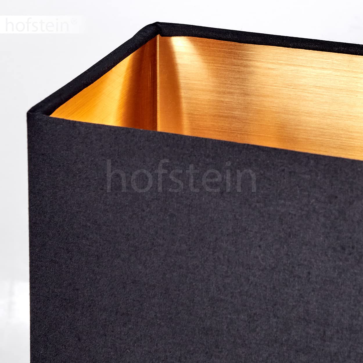Tischleuchte Geneva, Nachttischlampe aus Holz/Stoff in Natur/Schwarz/Goldfarben, Tischlampe 1-flammig im skandinavischen Design, E27, Länge 30 cm, Leucht m. An-/Ausschalter am Kabel, ohne Leuchtmittel