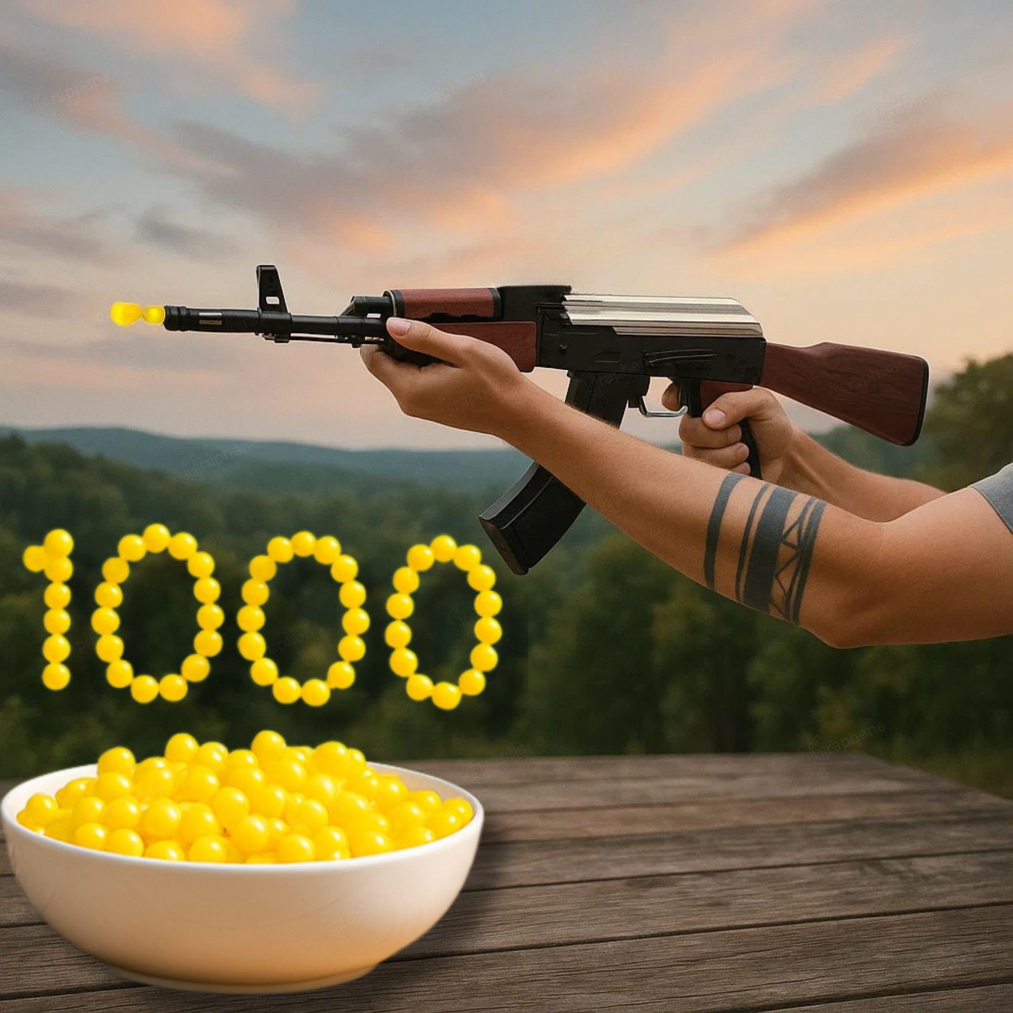 GRAPHENE PUBG Mouser Gun Toy Set - Laser Light & Bullets -11