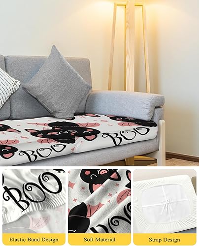 Miniatura 4 de Fundas de cojín elásticas para sofá de Halloween, seccional, individual, en forma de T, funda protectora para muebles con parte inferior elástica,