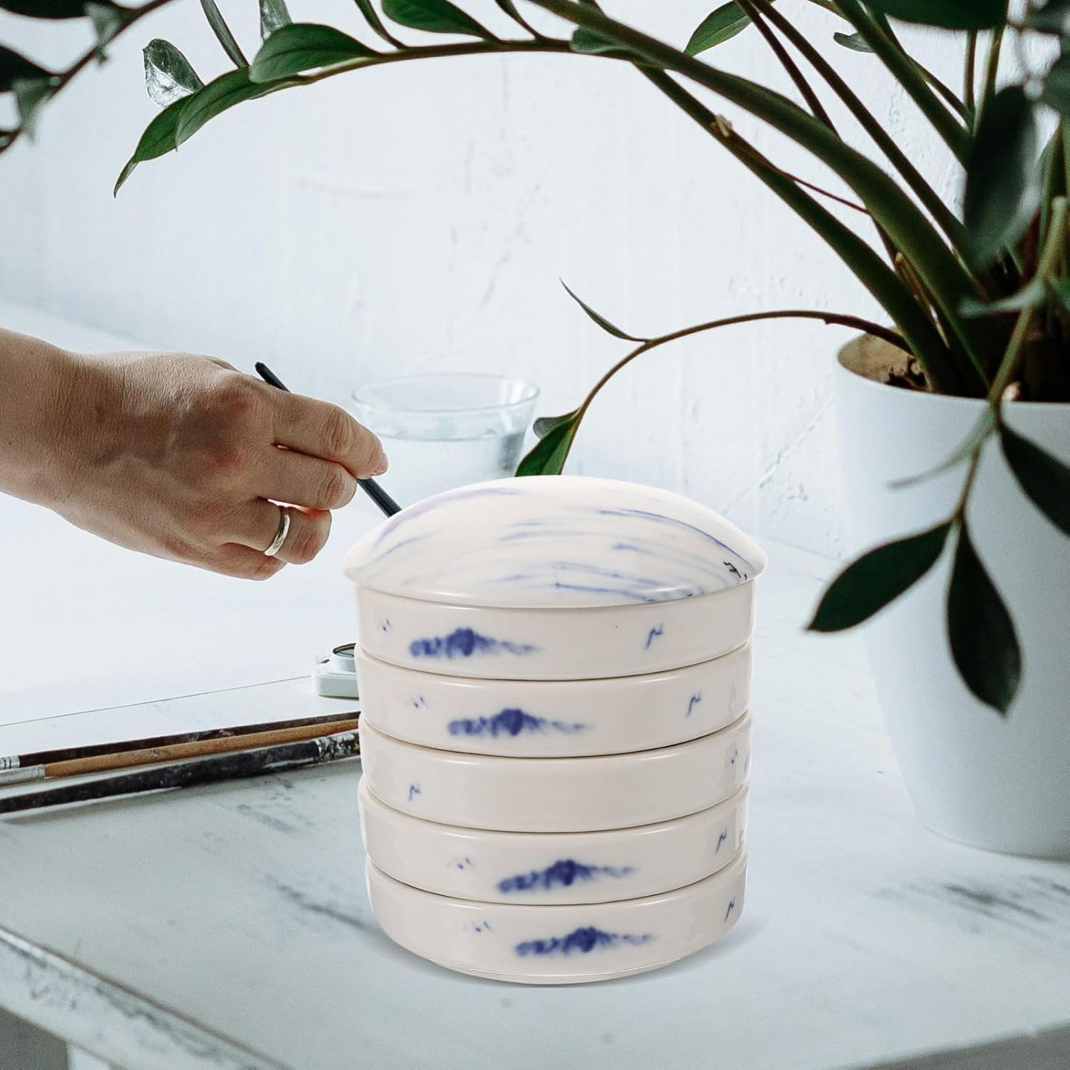 Ceramic Color Mixing Palette Convenient Watercolor Mixing Tray for Artists Durable and Compact Paint Pigment Container for Watercolor Painting and Art Projects
