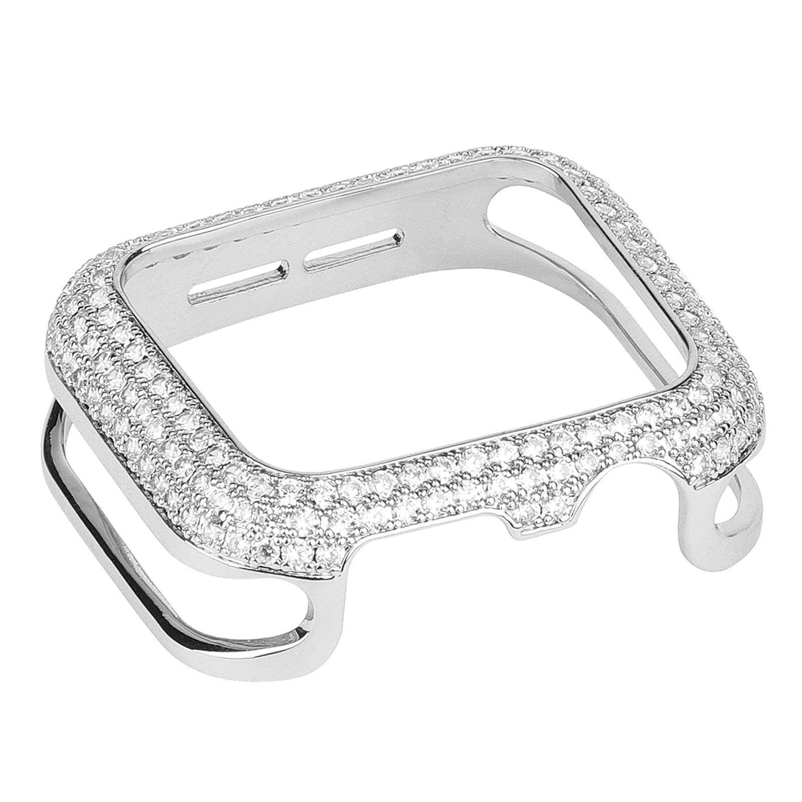 Case Compatible with Apple Watch 40mm 44mm SE Series 6/5/4 Screen Protector Replacement for iWatch 38mm 42mm 3/2/1 Rhinestone Crystal Diamond Stainless Steel Bumper (Silver Rhinestone 2, 42mm/44mm)