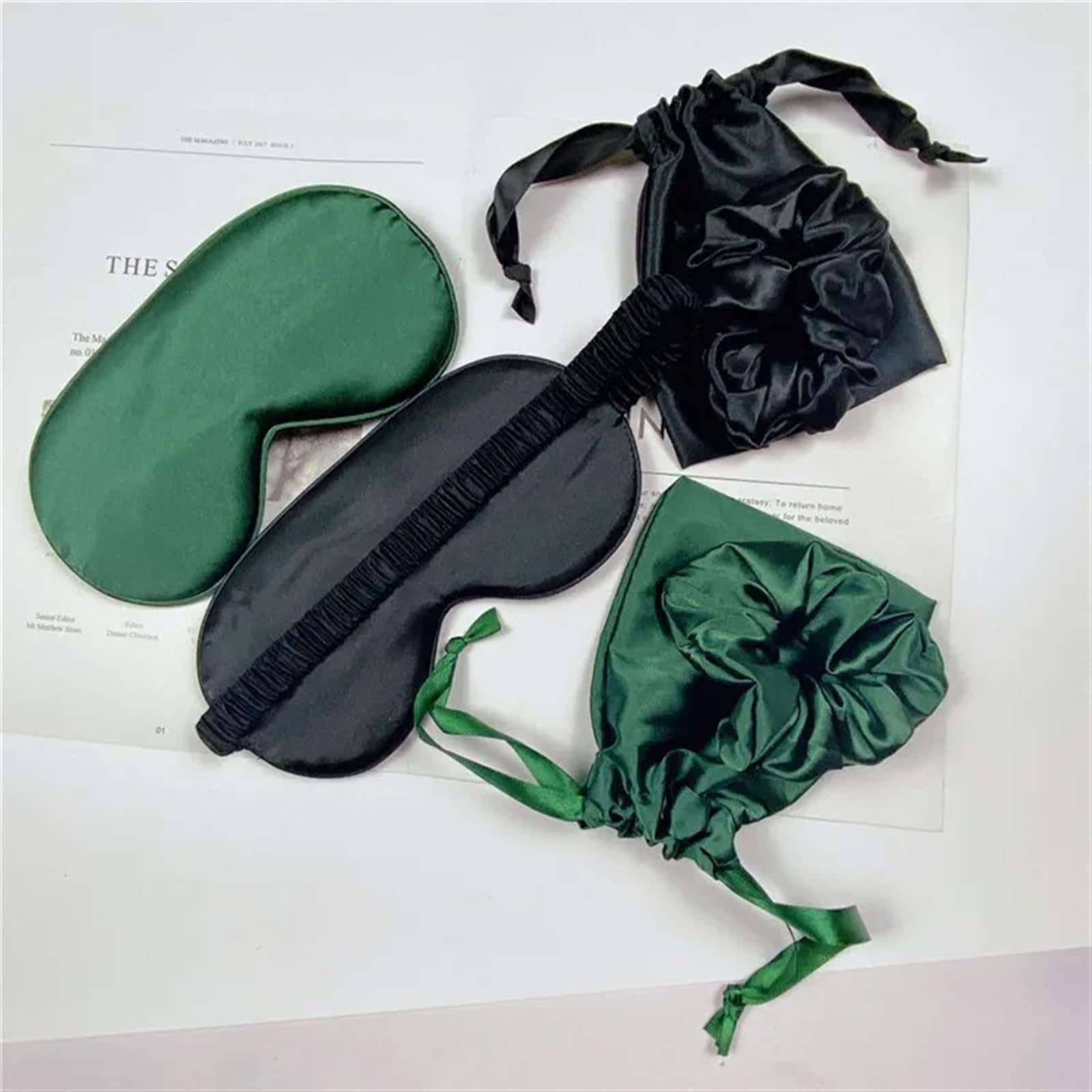 Máscaras para dormir Zero Eye Pressure Blackout pa Juego de 3 máscaras de seda for ojos for mujer, parches for ojos for dormir de imitación de seda(Champagne)