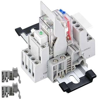 12V Electromagnetic Power Relay, 8-Pin 10Amp 12V DC Relay Coil with Test Button, LED Indicator, DPDT 2NO 2NC [Applicable for DIN Rail System]