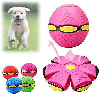 HICCVAL Bola de disco voador para animais de estimação – 2023 nova bola de pires voadores brinquedo para cães, bola de discos voadores para animais de estimação, brinquedo de cachorro de pires voadores, adequado para gatos e cães rosa 3 luzes