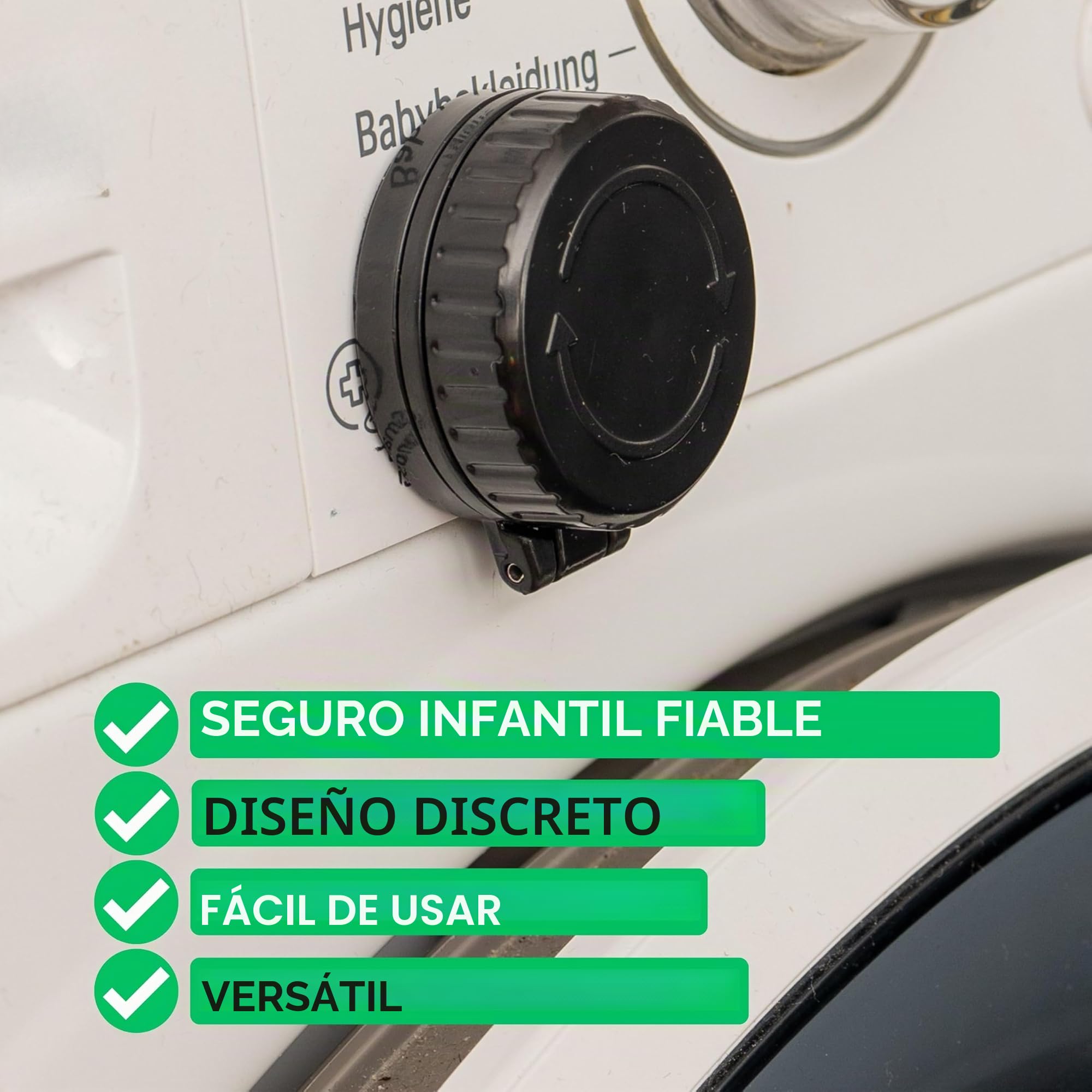 Cubierta de pomo con cierre de seguridad para niños, 2 pzs, para pomos de Ø 25 x 5 mm, en Negro, para pegar, para pomos de cocina, pomo de arranque-parada de lavavajillas, lavadora, microondas