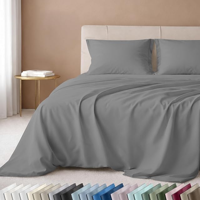 California Design Den Luxury Twin Sheet Set - 100% Cotton, 600 Thread Count Deep Pocket Twin Sheets, Hotel-Quality Bedding with Soft Sateen Weave - Mist Grey