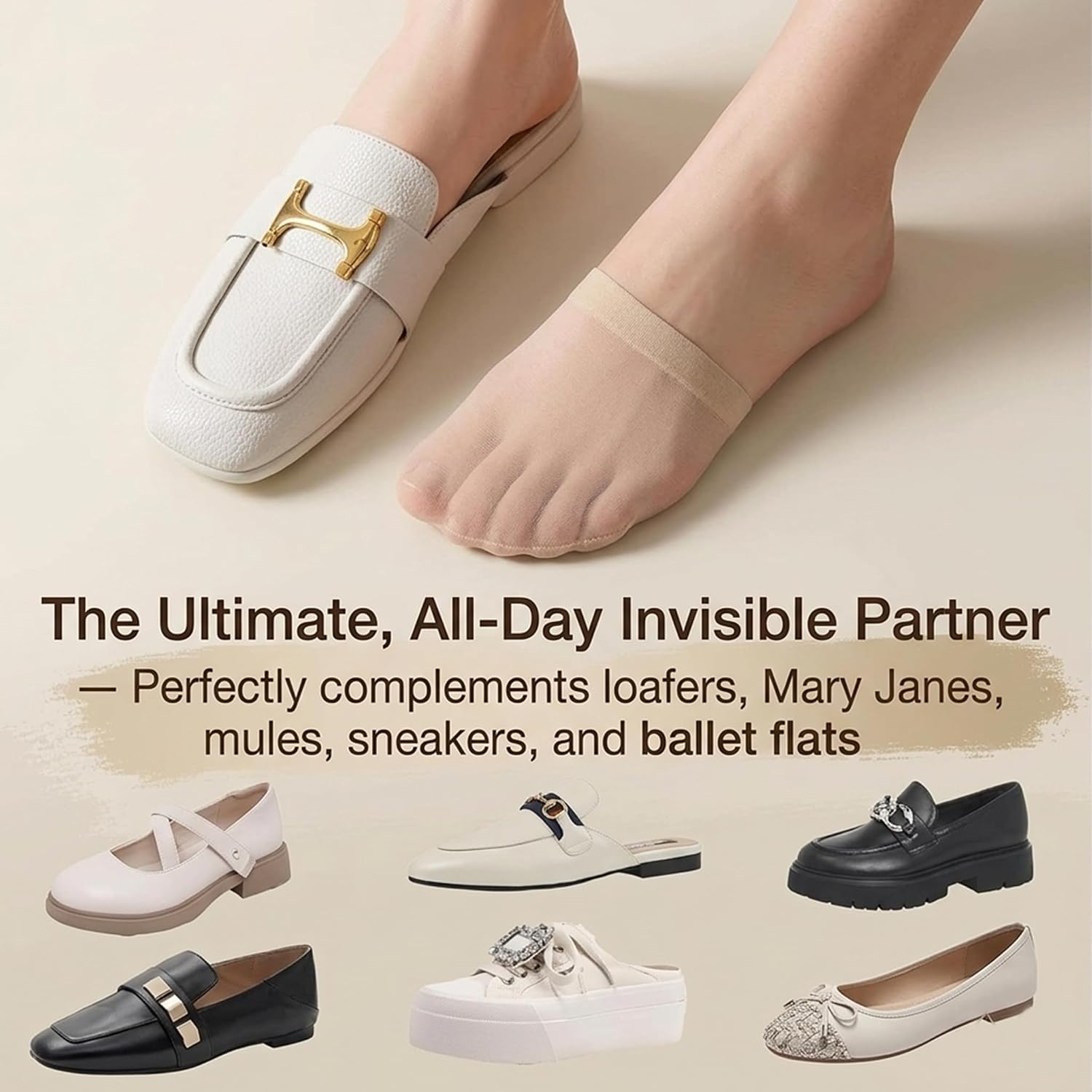 4 Pairs Sheer Half Socks for Women, Invisible Toe Socks for Heels, Non-Slip Toe Covers for Heel Mules
