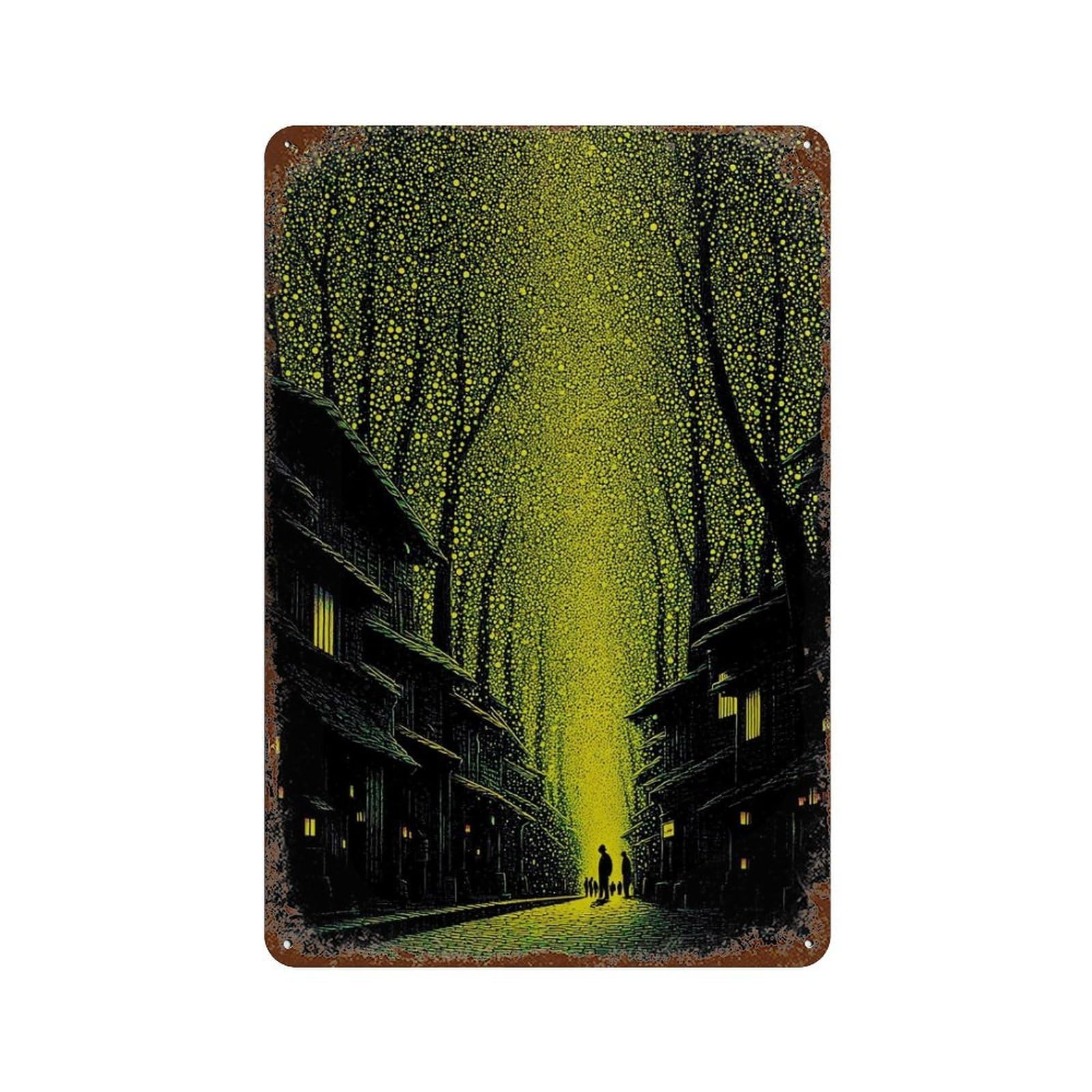xiaoxiaoshen Moody Forest Green Dark Nature Landscape Atmospheric Modern Storybook Wall Decor Art Metal Tin Poster Modern Home Decor Art Home Bar Shop Decorations Vintage Sign 30x20cm