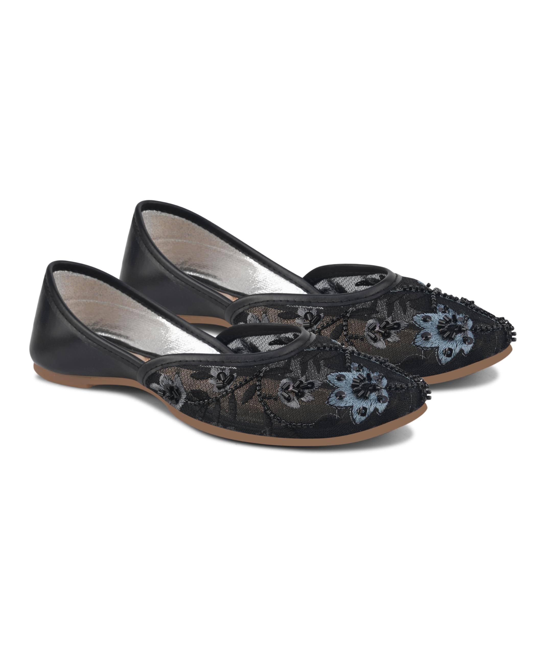 jm looks Traditional Handcrafted Floral Embroidered Juttis for Women with Sequin Accents and Soft Padded Insole for Comfort-picture-36