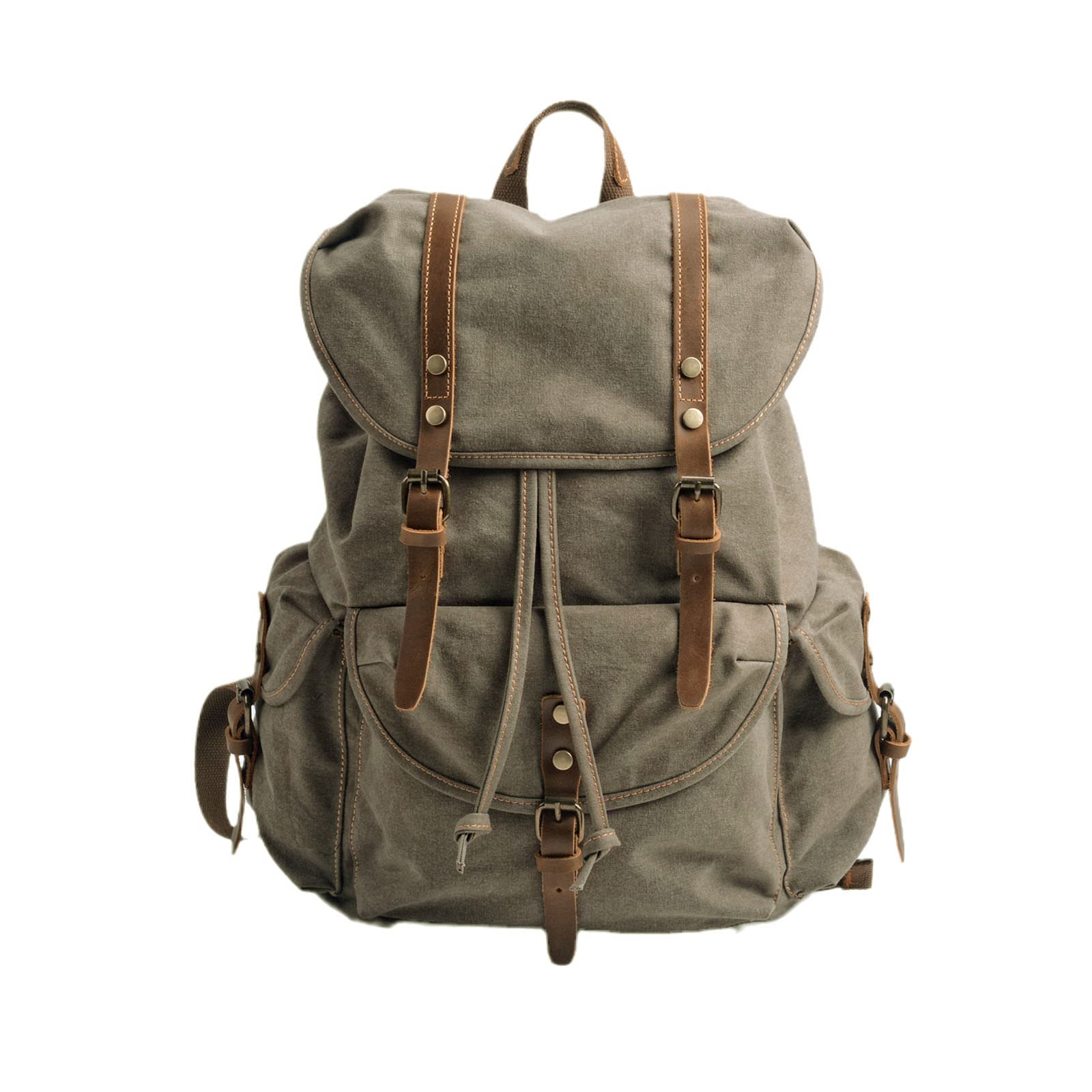 FANDARE Leinwand Wanderrucksack Rucksack Schulranzen Schultaschen mit Kordelzug Trekkingrucksack Reiserucksack Outdoorrucksack für Herren Damen Camping Radfahren Klettern Bergsteigen und Reisen Sport