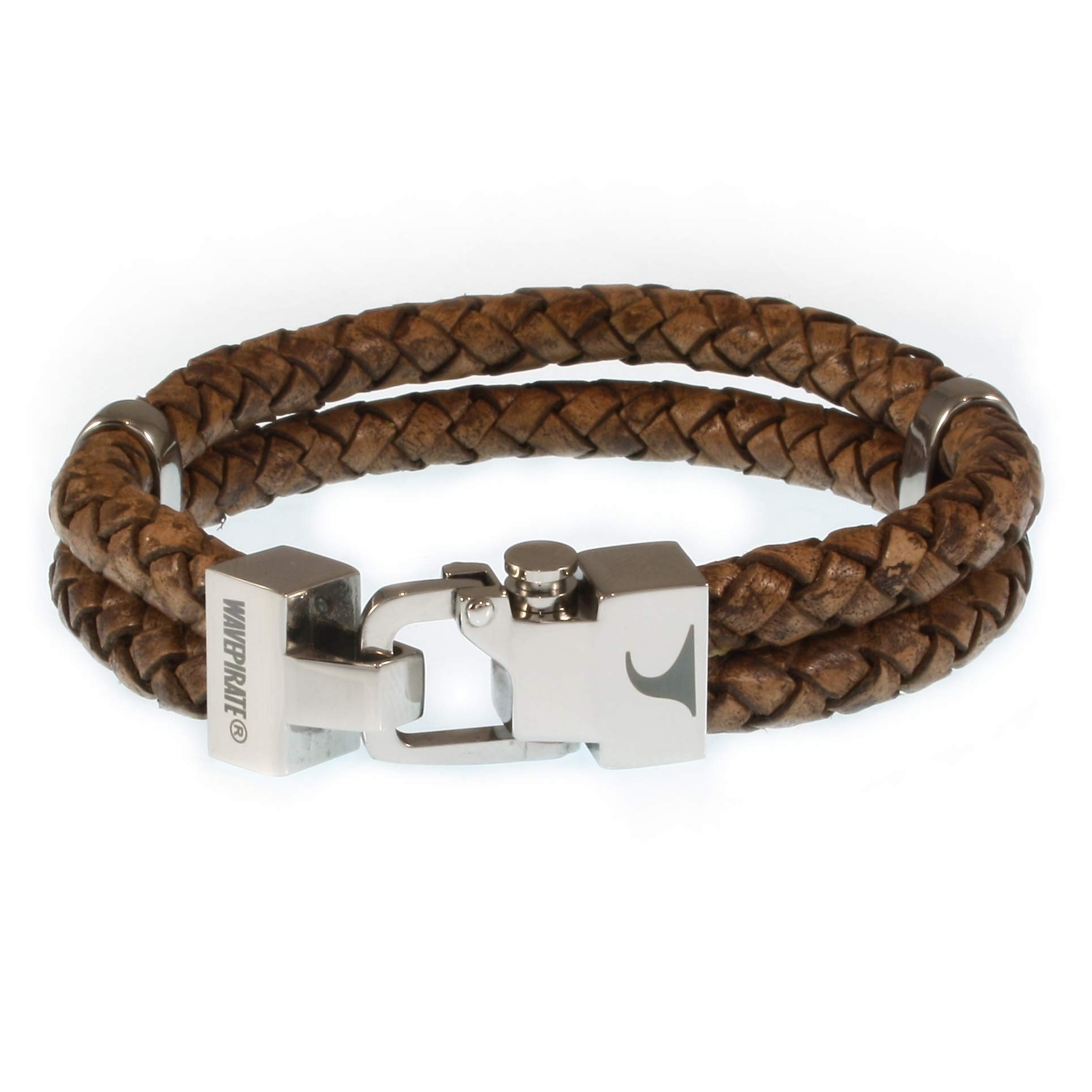Echt Leder-Armband TURN F Cognac Herren-Armband Männer-Armband Geschenkbox Magnetverschluss Edelstahl