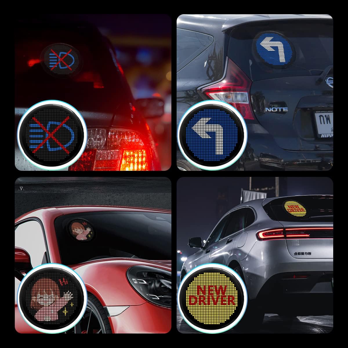 Funny Back Window Sign，Bluetooth App Control LED Sign，Programmable Customizable Text Pattern LED Screen，with Remote Control