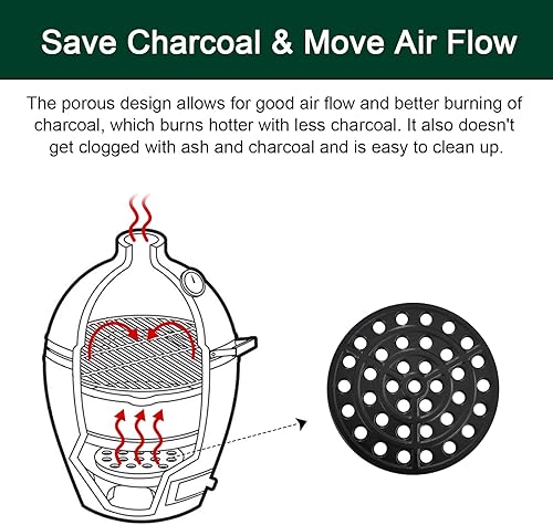 Miniatura 4 de Rejilla de fuego redonda de hierro fundido de 9 pulgadas, placa de carbón de alto calor para parrilla de fuego de huevos verdes grandes, piezas de