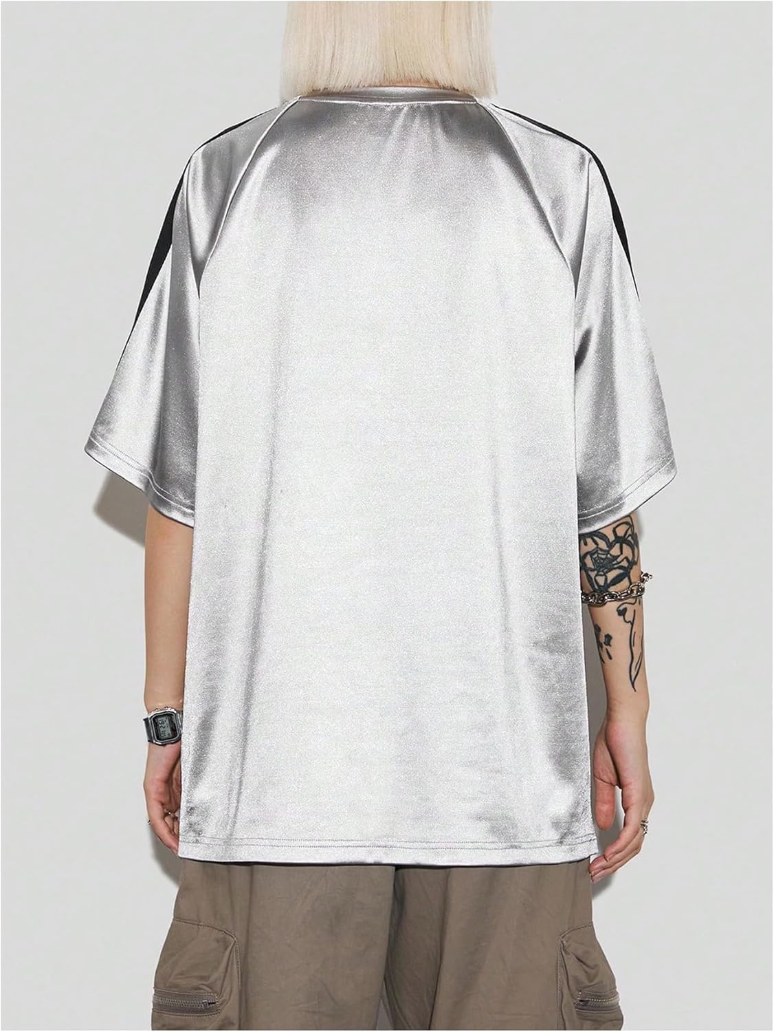 SHENHE Women's Y2k Metallic Jersey Shirt Crew Neck Short Sleeve Football Jersey Ravel Concert Top - Image 3