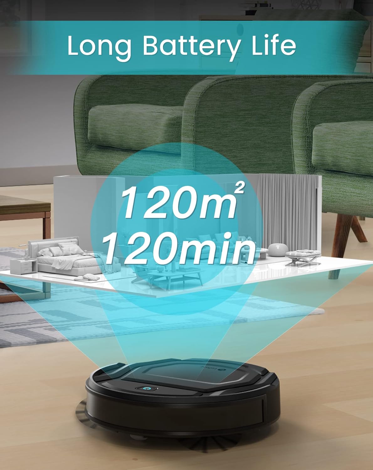 LEFANT Robot Aspirapolvere con 2200Pa, Senza Grovigli,7,6cm Ultra Sottile,Autocaricante,Wi-Fi/App/Alexa,120 Minuti,6 Modalità di Pulizia,Ideale per Peli di Animali Domestici,Pavimenti Duri M210-Pro