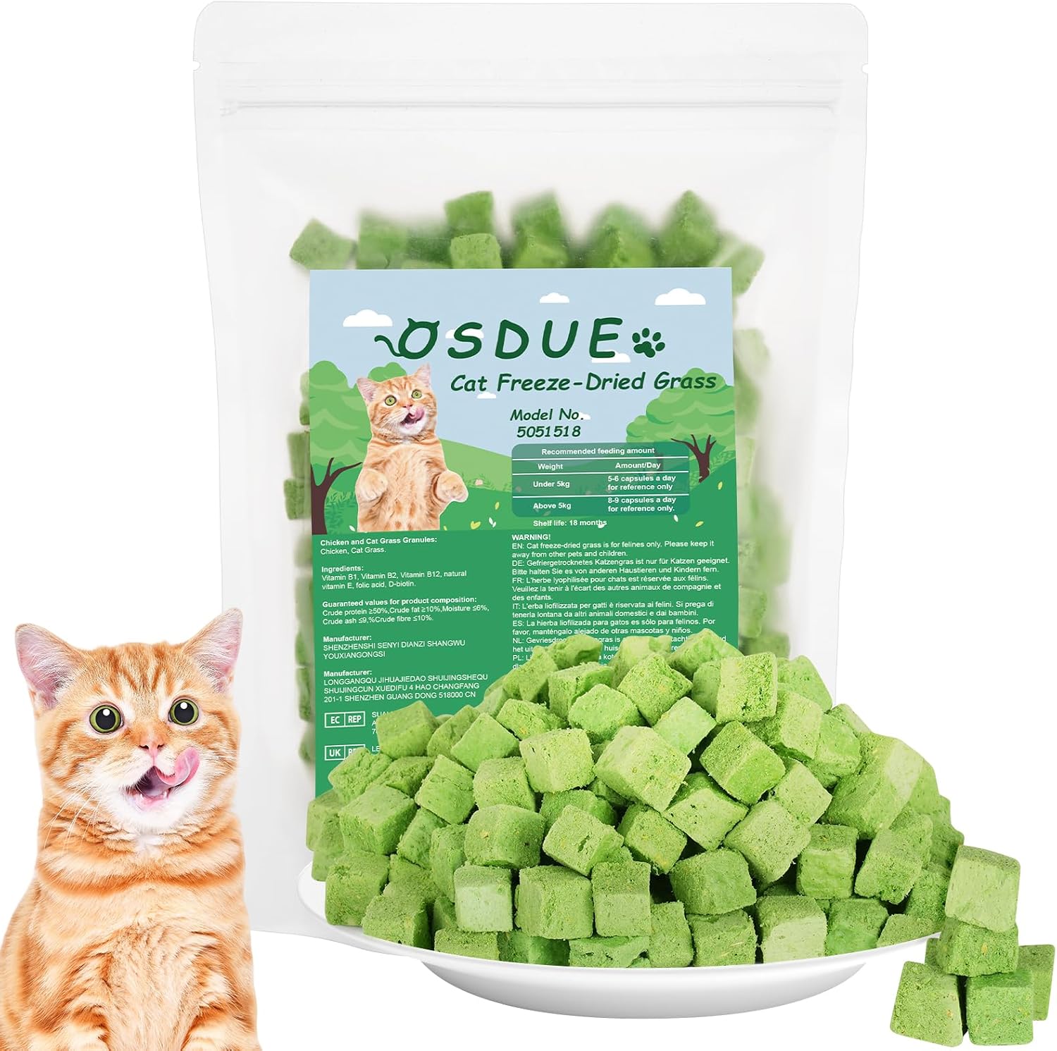 OSDUE 100 g przekąski z trawy, liofilizowane przekąski dla kotów, kocimiętki, gryzaki z trawy kociej, do pielęgnacji zębów i usuwania kłębków włosów