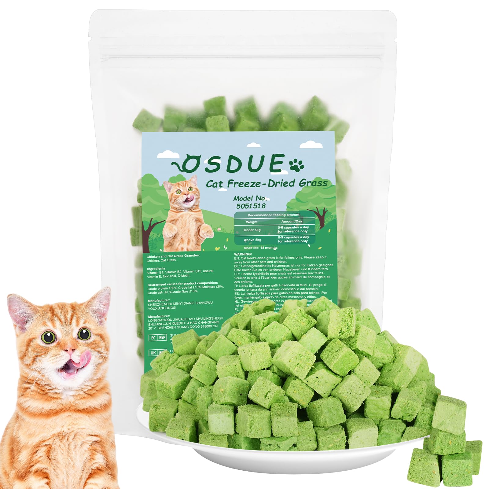 OSDUE Cat Grass Teething Stick, Katzengras Sticks Gefriergetrocknet Snacks für Katzen, Katzenminze, Beißstab aus katzengras, für die Zahnpflege und Haarknäuel Entfernen