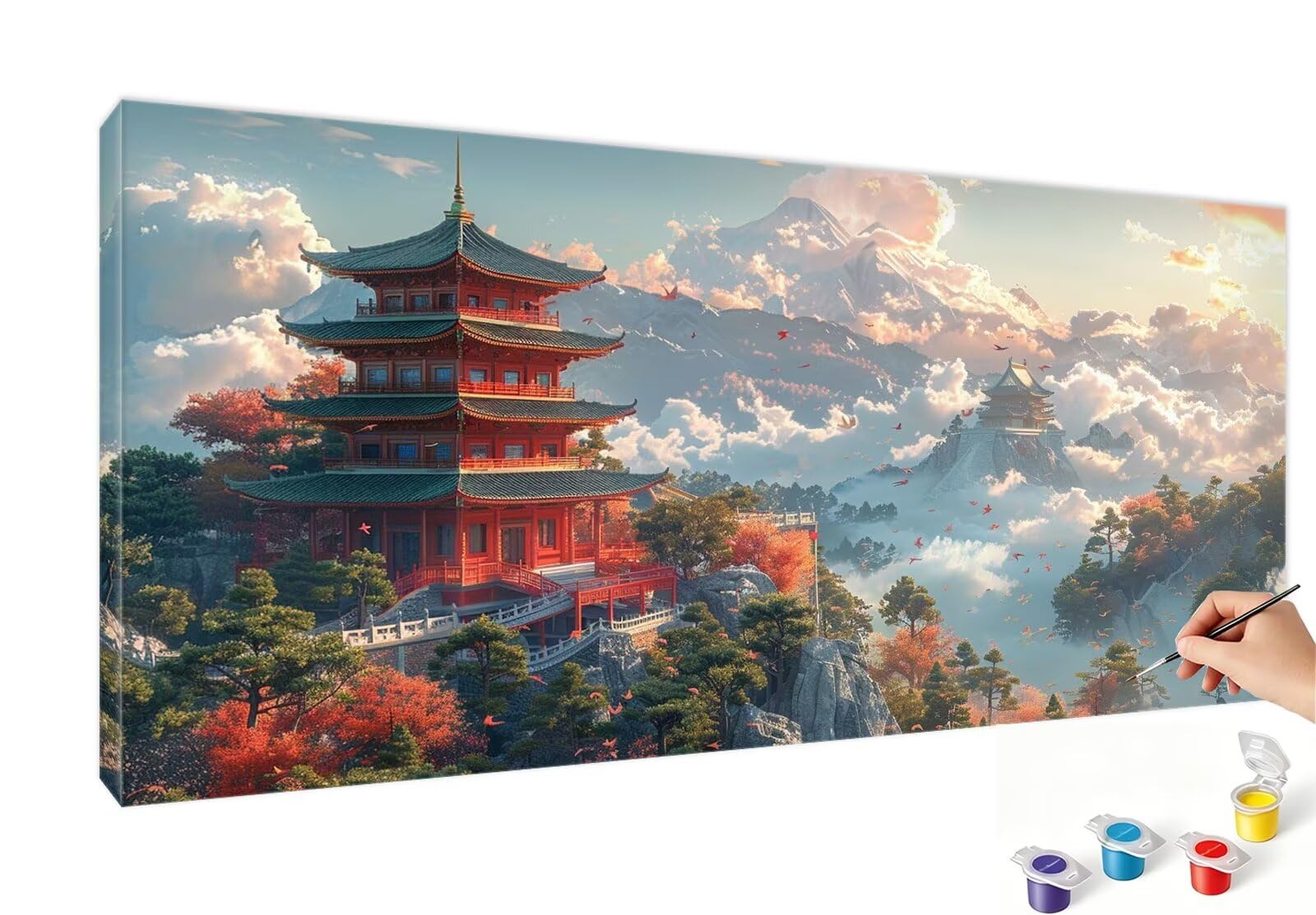 Peinture Numero Tour Peinture par Numero Adulte Paysage Paint by Numbers for Adults, Numéro D'Art Kit avec Pinceaux et Acryliques, Activité Manuelle, Décoration Maison 100x200cm (Sans Cadre) RB-656