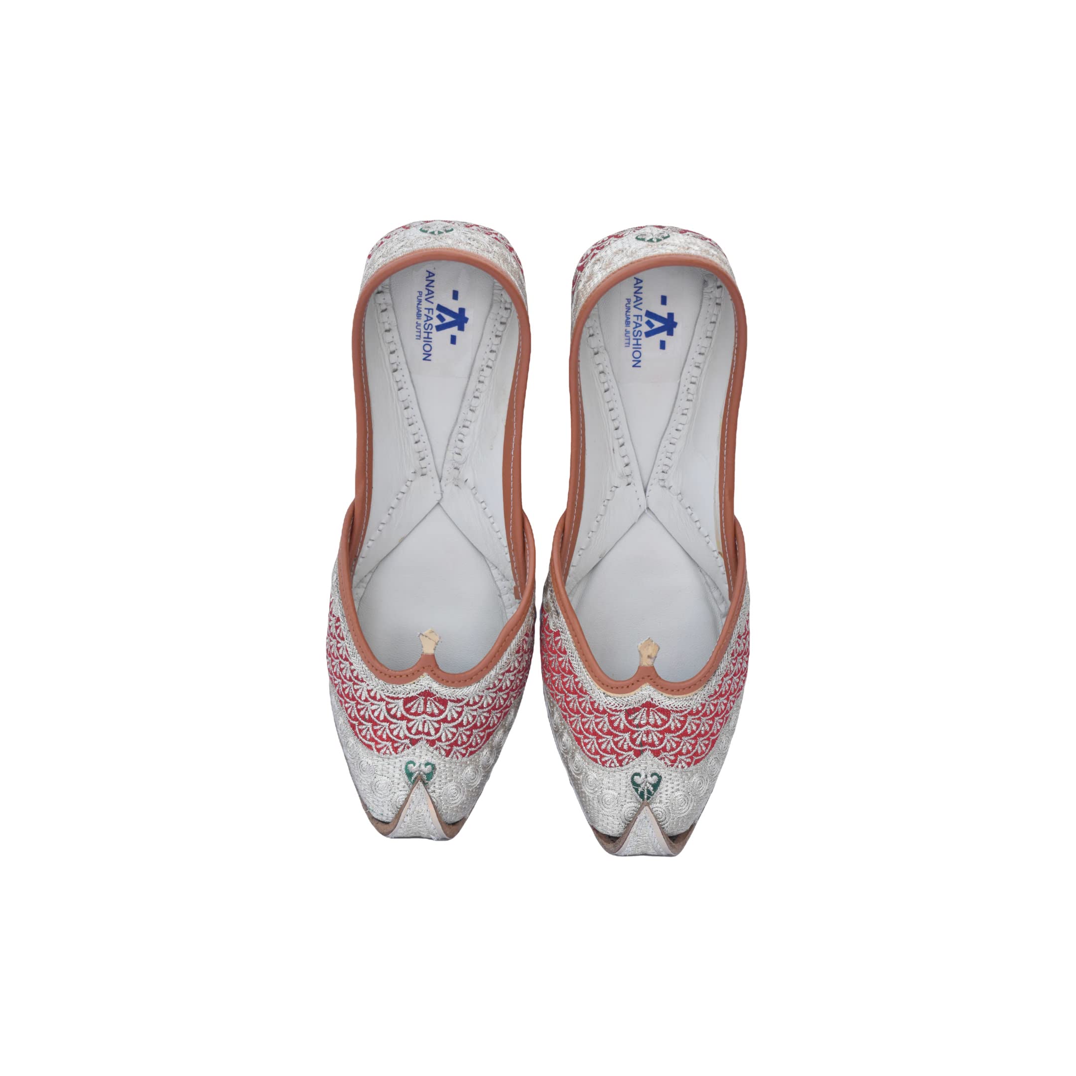 Beautiful Red Punjabi Jutti for Women | Handcrafted Soft Leather Comfort, Famous Multicolored Work all over with Unique Design | Moccasins | Ladies Mojaris (Available in UK Size- 3, 4, 5, 6, 6.5, 7)-image-10
