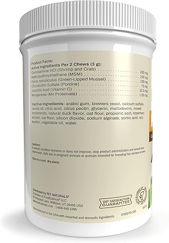 Miniatura 2 de Pet Naturals  Hip  Joint PRO  Suplemento de articulaciones para perros con glucosamina y mejillón de labios verdes  Sin ingredientes artificiales
