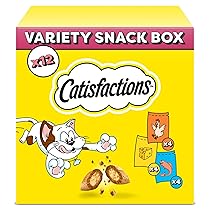 Catisfactions Snack per Gatto, Confezione mista con Pollo, Formaggio e Salmone, 1 Confezione (12 x 60 g)
