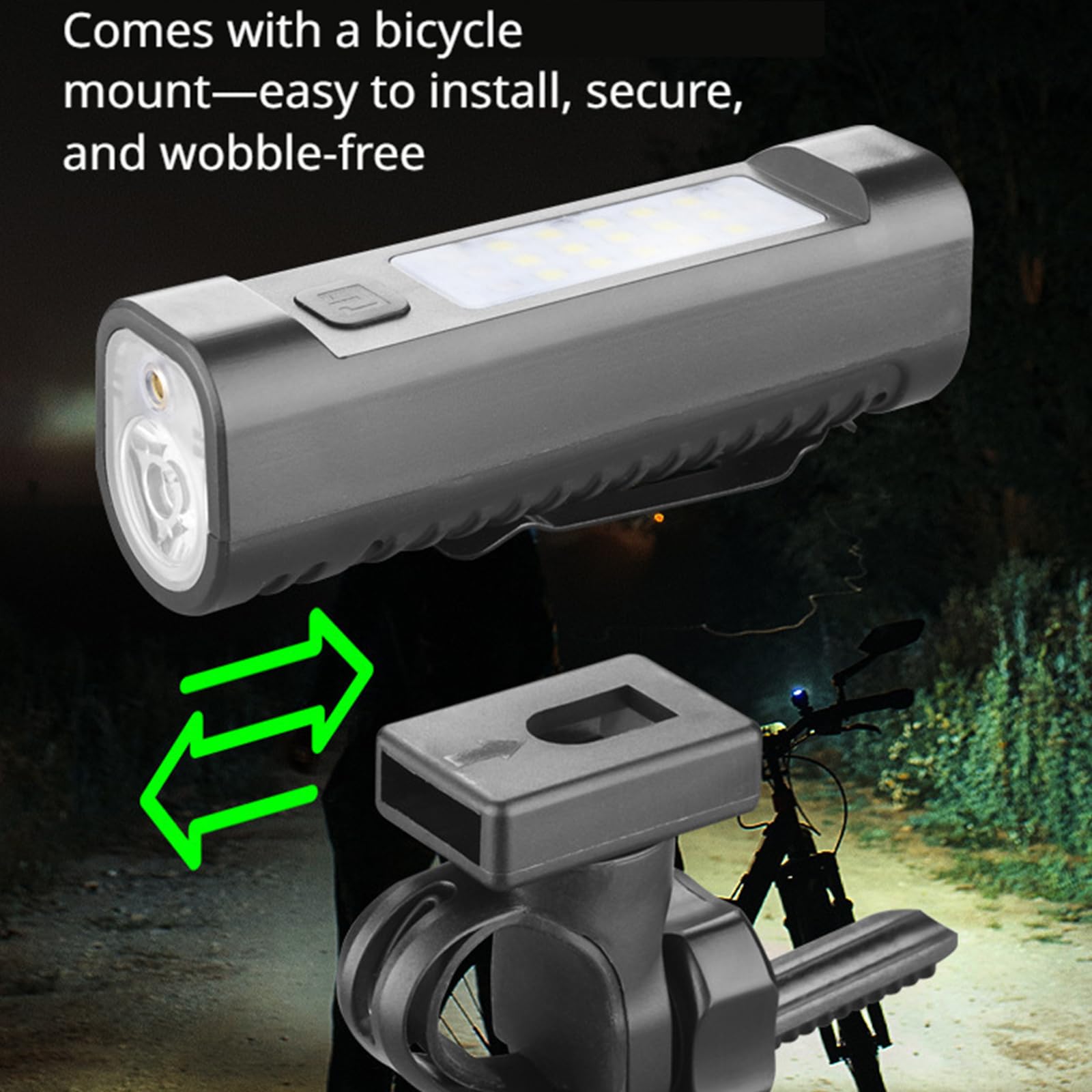 Juego de luces para bicicleta, luz multifuncional para bicicleta, 4 modos, luces LED portátiles de trabajo, carga tipo C, faro delantero para bicicleta de montaña y ciclismo
