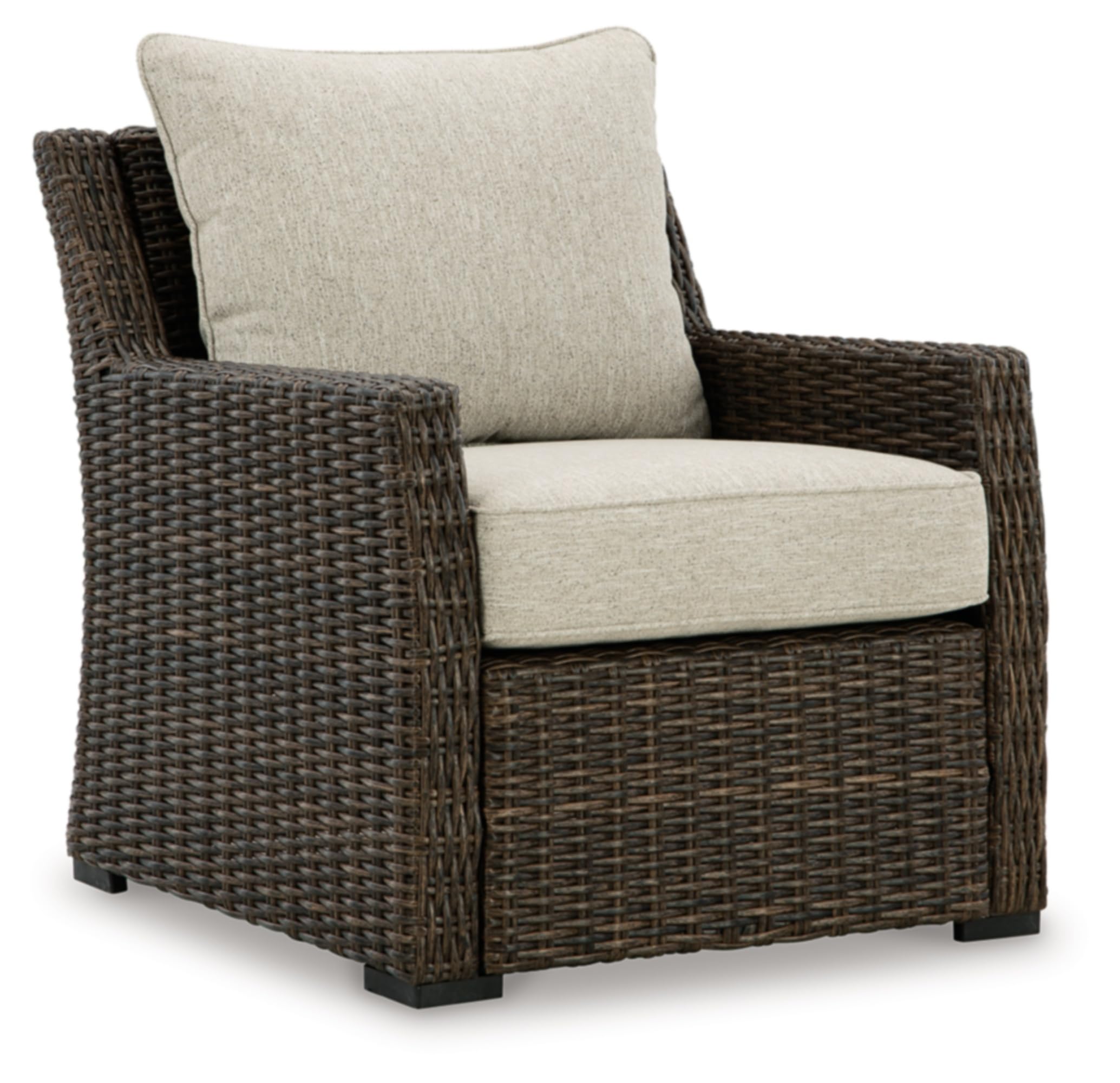 Signature Design by Ashley Brook Ranch Casual Nuvella Weather Resistant Fabric Outdoor Lounge Chair with Cushion, Dark Brown & Beige