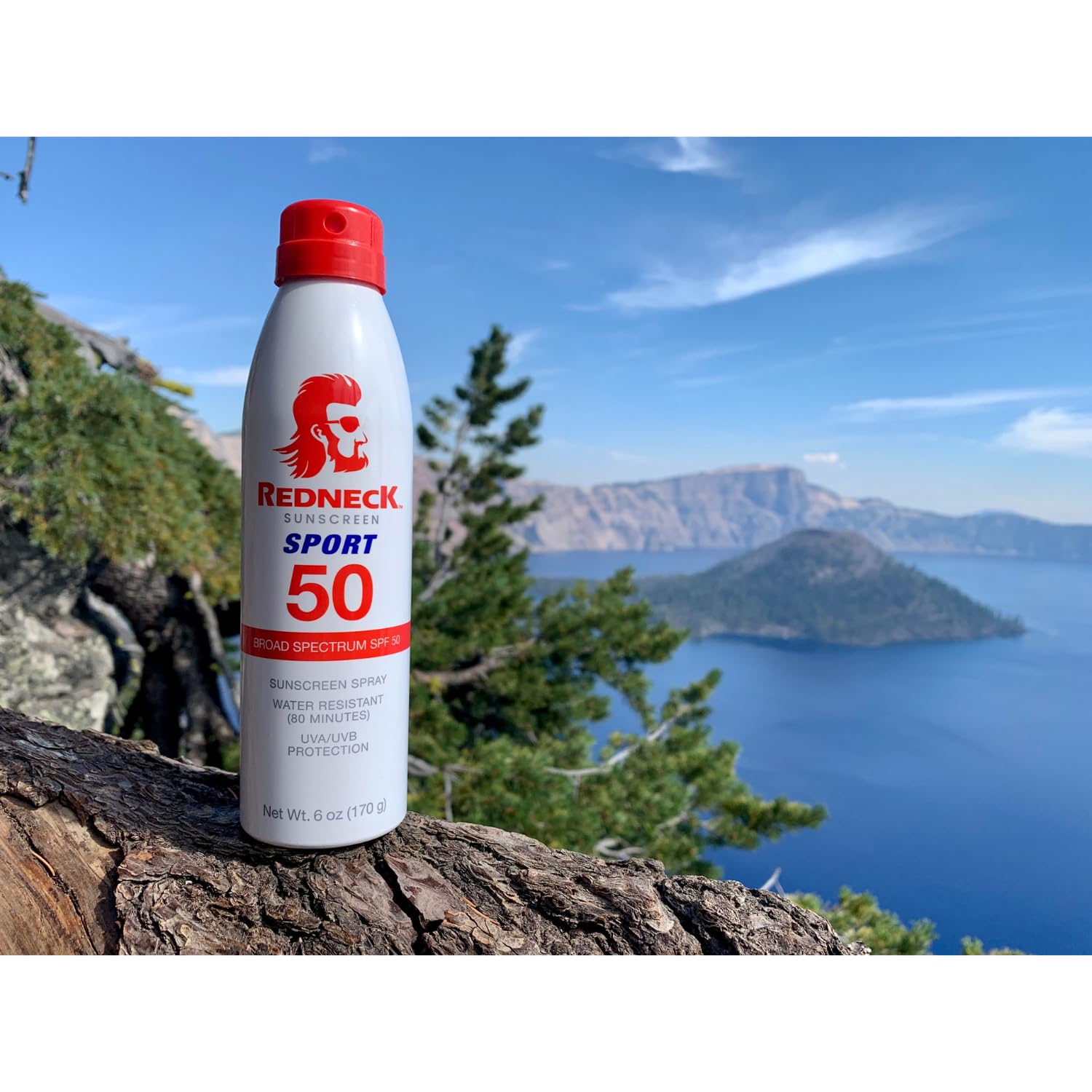 Redneck - Protezione solare, 170 ml, SPF 50, spray sportivo, resistente all'acqua e al sudore, non irritante
