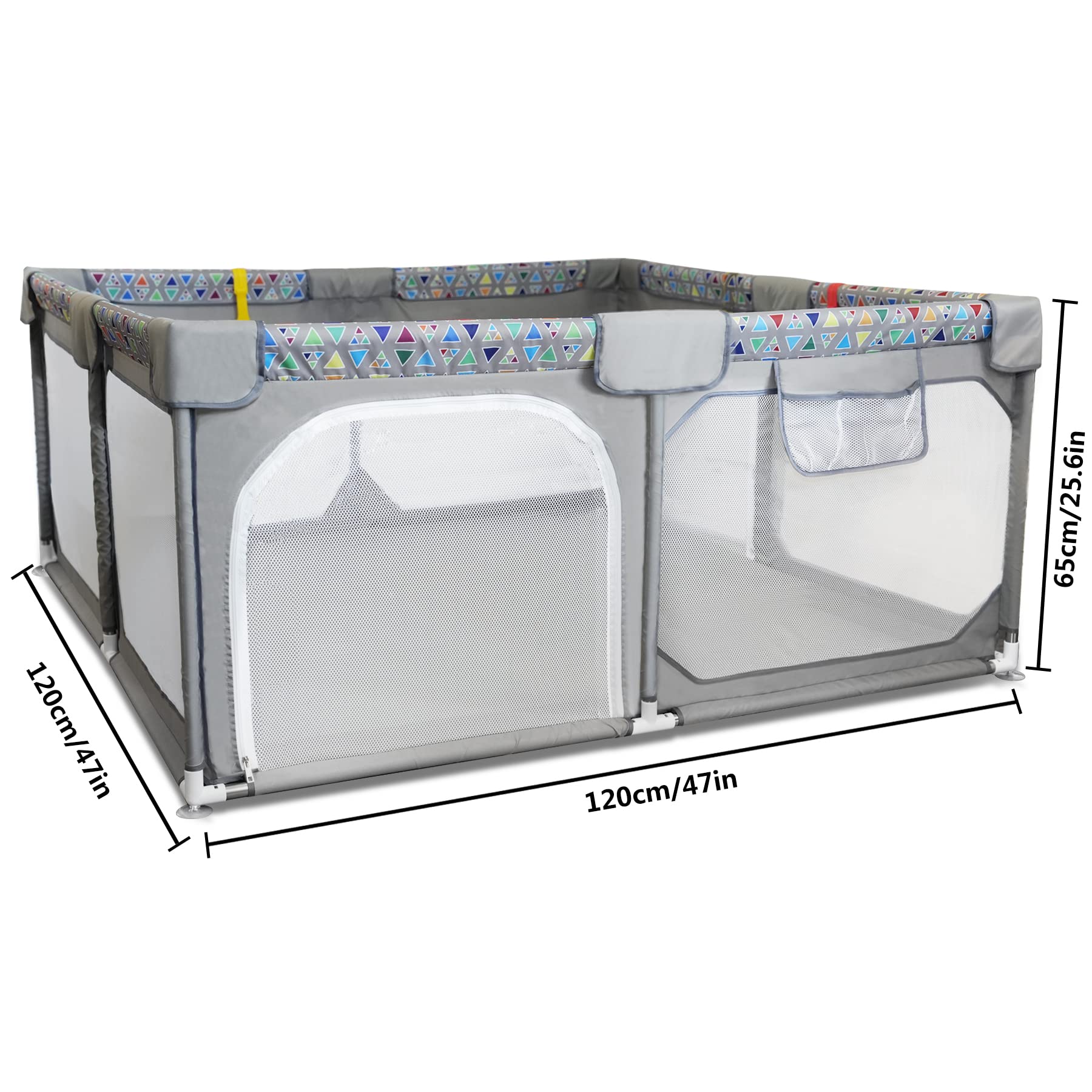 BCCPL Baby playpen with Gates,Detachable Toddler Play Yard,47"x47