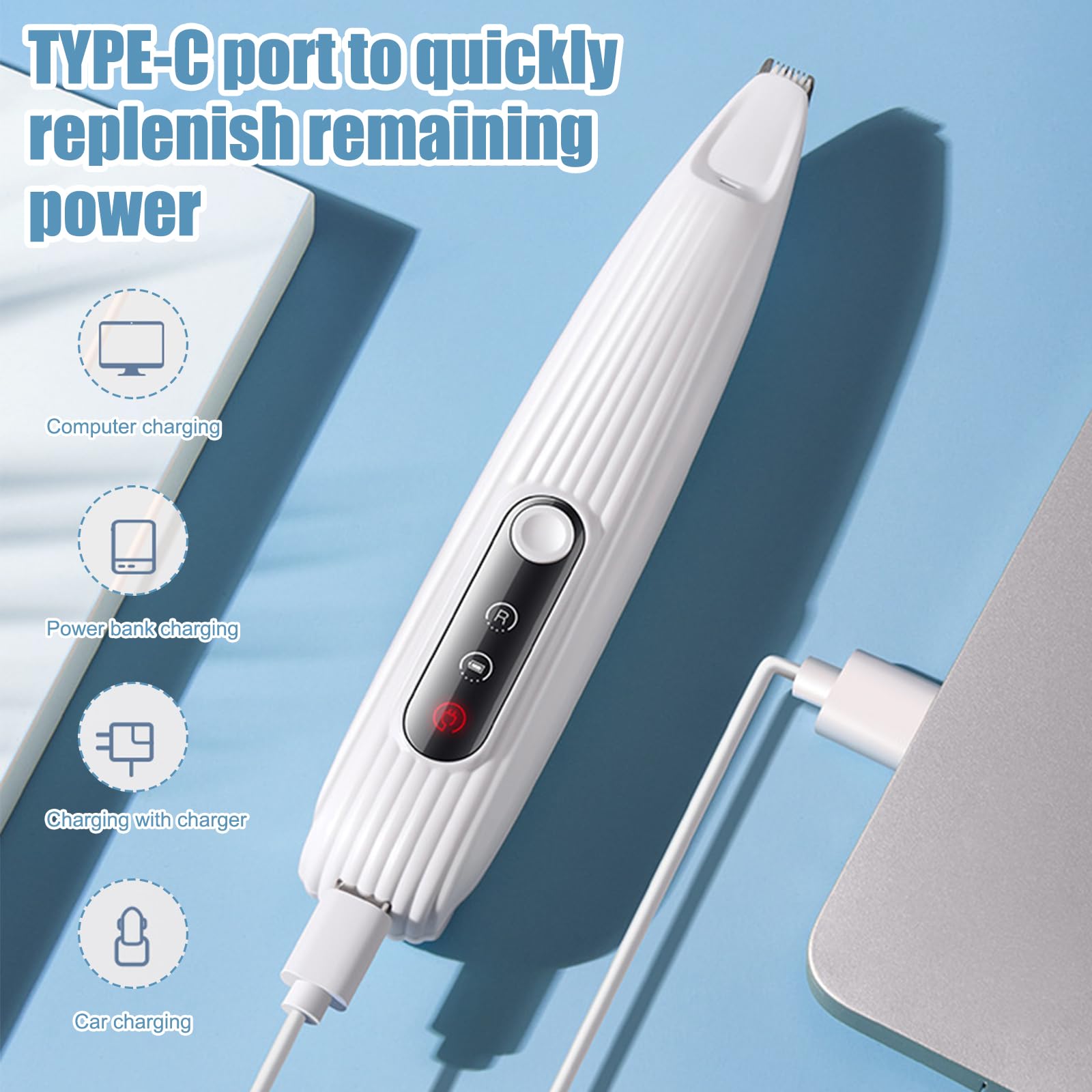 Rechargeable Dog Trimmer for Grooming - Trims Hair Around Paws, Eyes, Ears, Face and Buttocks (White) - Image 2