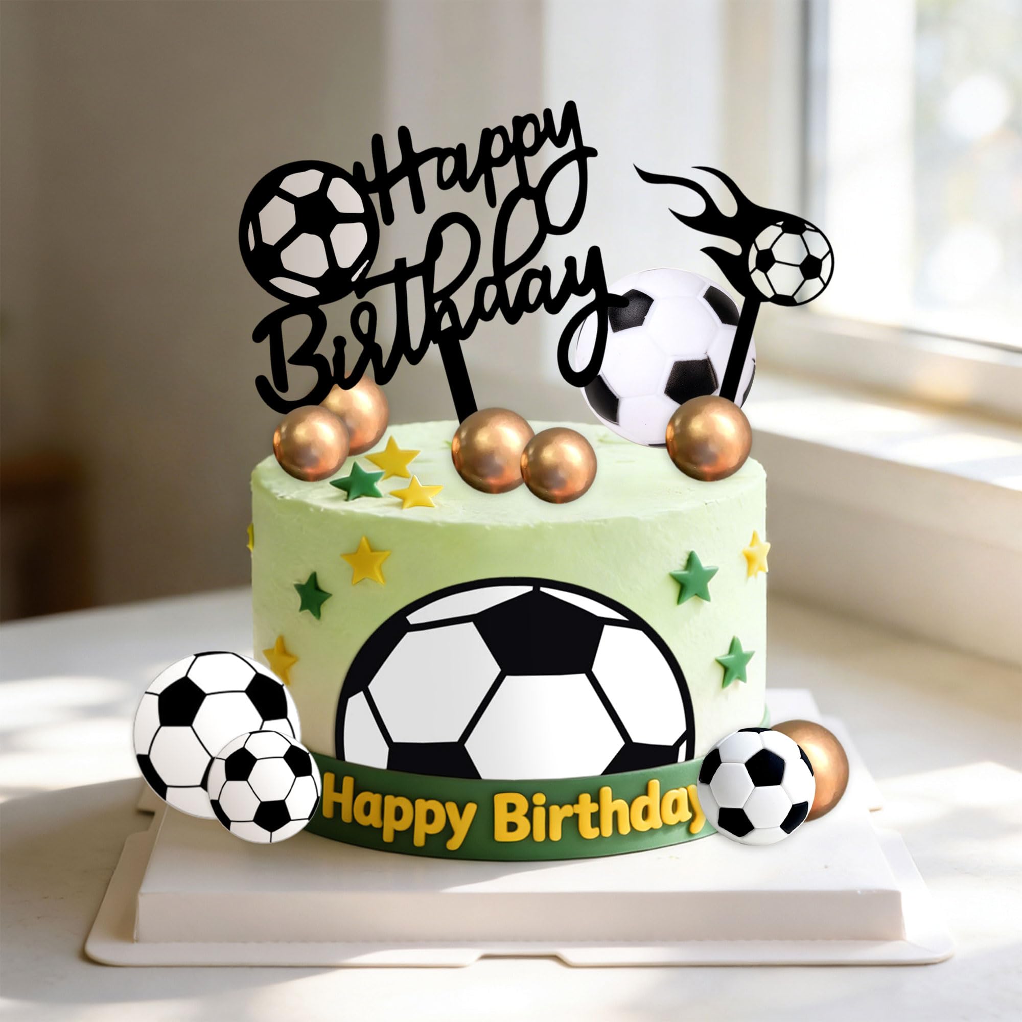Soccer Cake Topper Soccer Ball Player Cake Decorations Football Birthday Cake Decoration for Men Soccer Sport Theme Birthday Party Supplies - Image 5