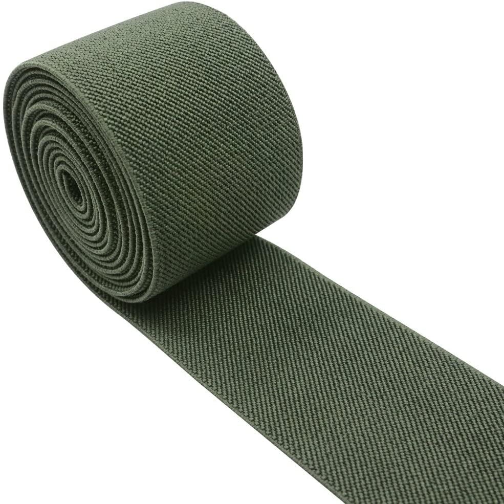 2-Inch Wide by 2-Yard Colored Double-Side Twill Elastic Band-Army Green 11070