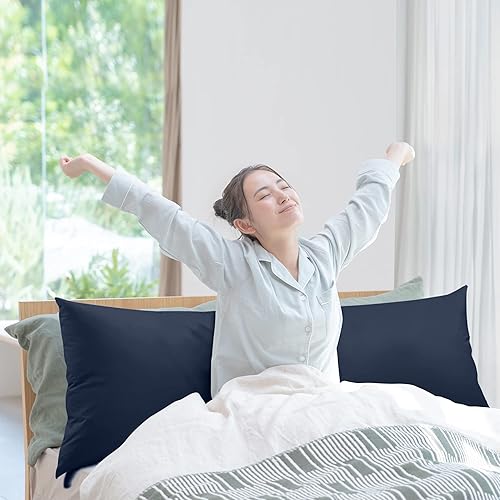 Miniatura 7 de Utopia Bedding Almohada de cuerpo completo para adultos (azul marino, 20 x 54 pulgadas), almohada larga para dormir, relleno de almohada grande para