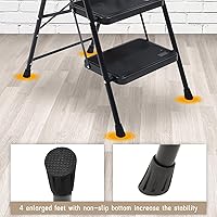 Vista 5 de Wiberwi 3 Step Ladder Folding Step Stool for Adults with Top Handrail 330 Lbs Capacity, Lightweight & Portable Step 3 Stool Ladders with Wide Pedal
