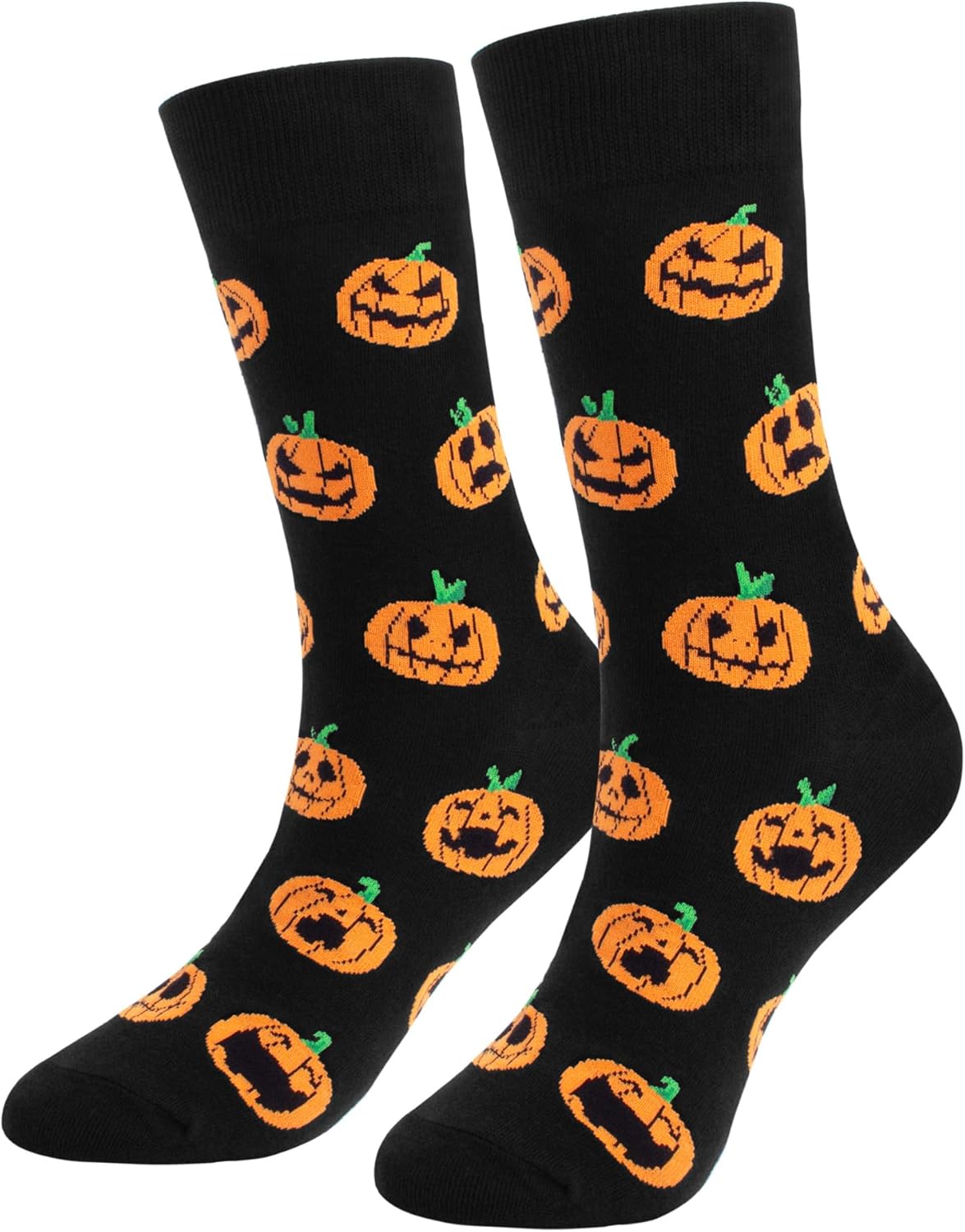 Spooky Fuzzy Long Socks, Horror Pumpkin Skeleton Socks (US, Alpha, One Size, Regular, Regular, Small pumpkin)