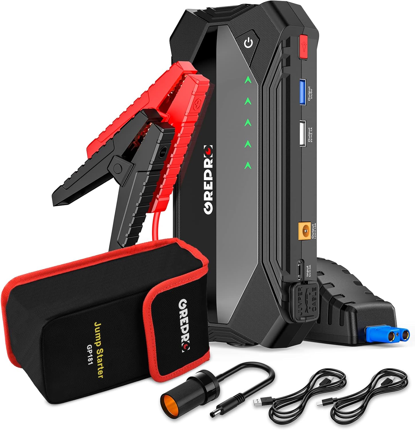 GREPRO Jump Starter Power Pack (Up to 9.0L Gas,7.0L Diesel), 2000A Car