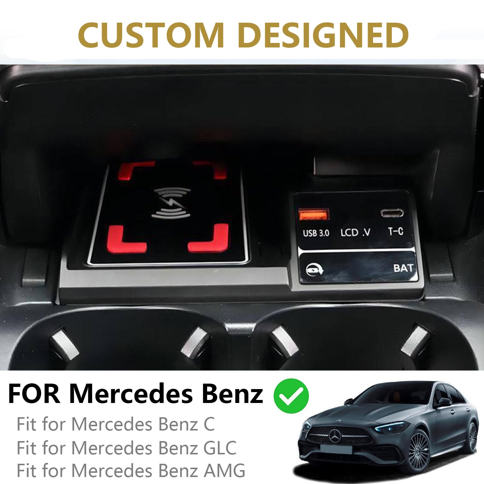 Amazon.co.jp: 車載Qi ワイヤレス充電器 メルセデスベンツ Cクラス GLC