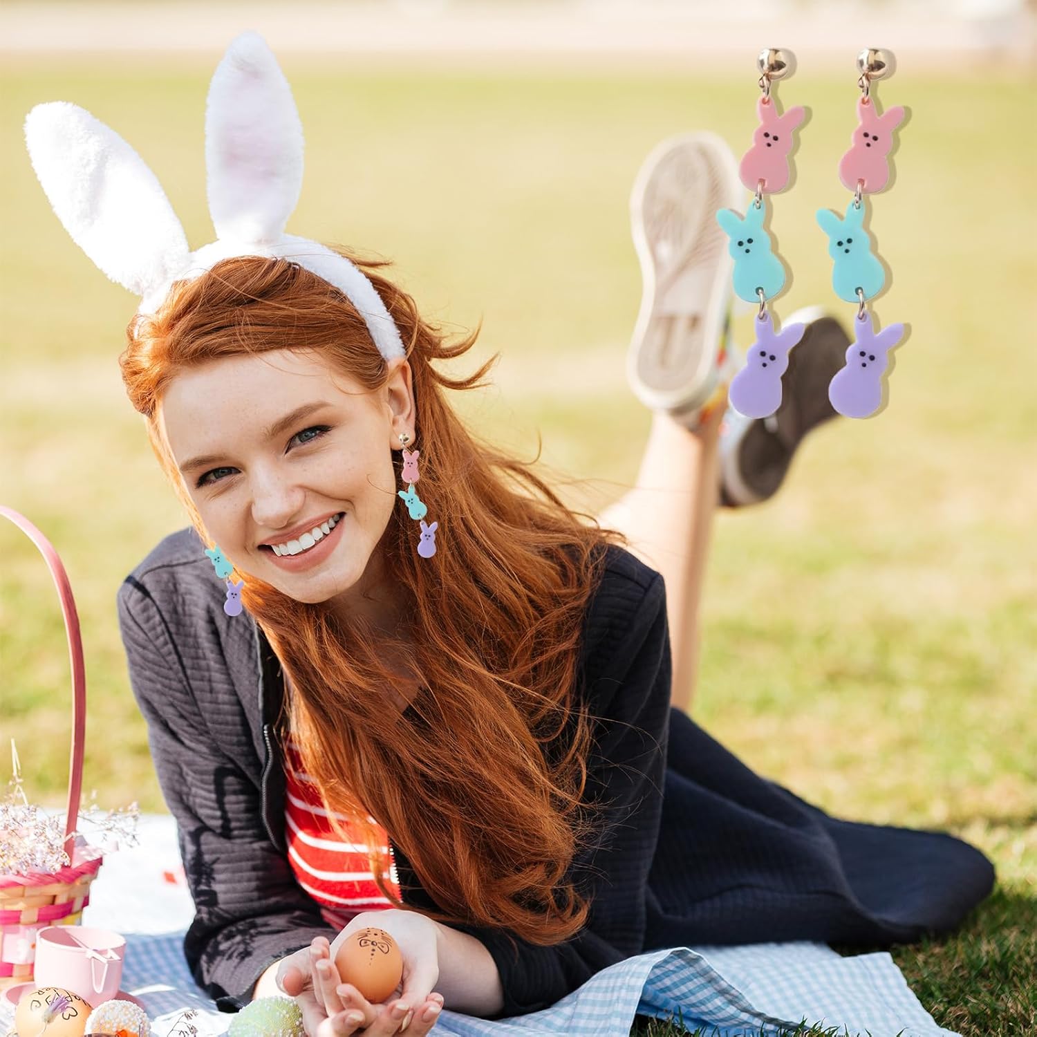 Easter Earrings for Women Cute Bunny Rabbit Peeps Earrings Spring Jewelry Easter Basket Stuffers Gifts Party Accessories - Image 5