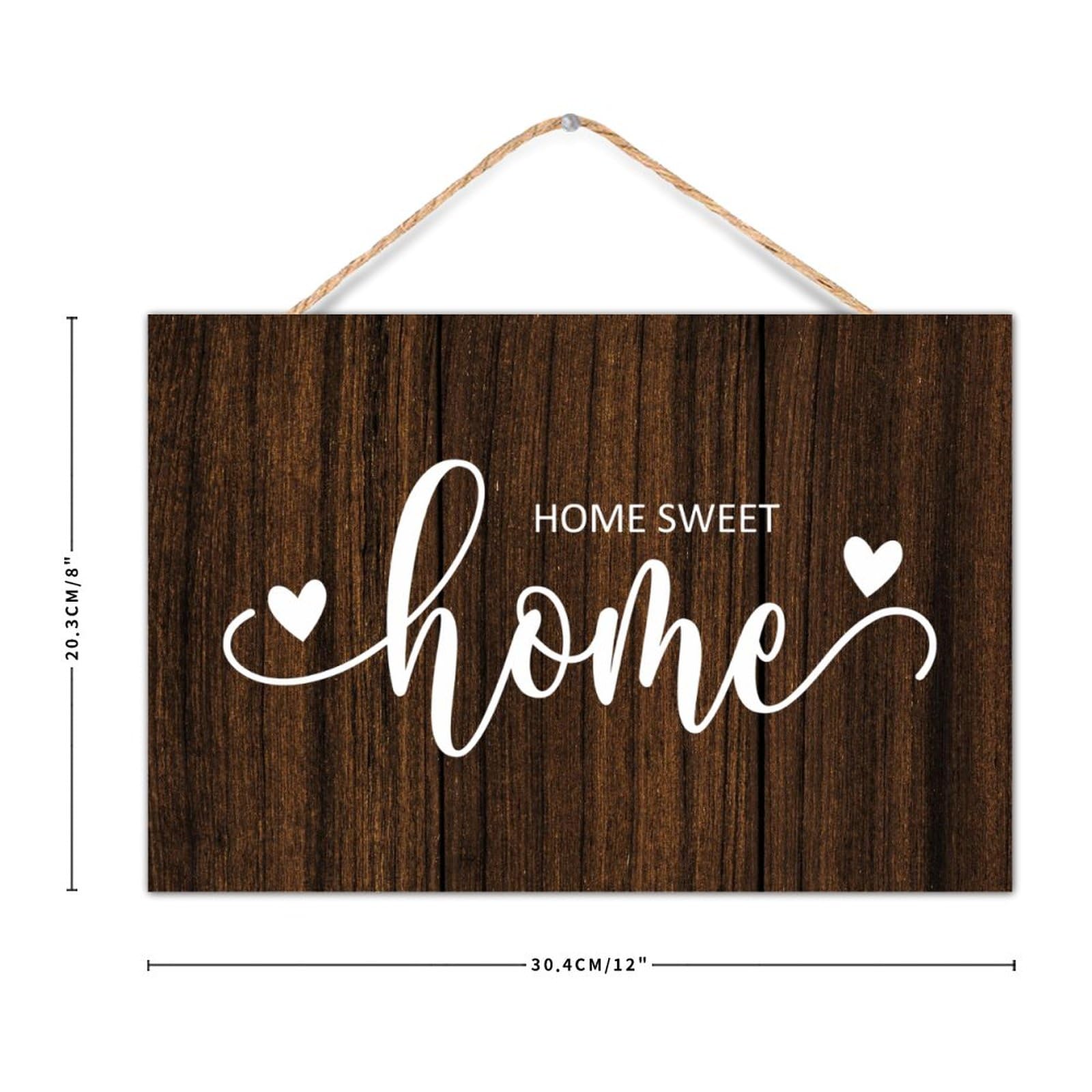 TEOUIOS Sweet Home Targa Decorativa In Legno Bianco 15x15 Cm - Scritta In Inglese Per Casa, Cameretta, Scrivania