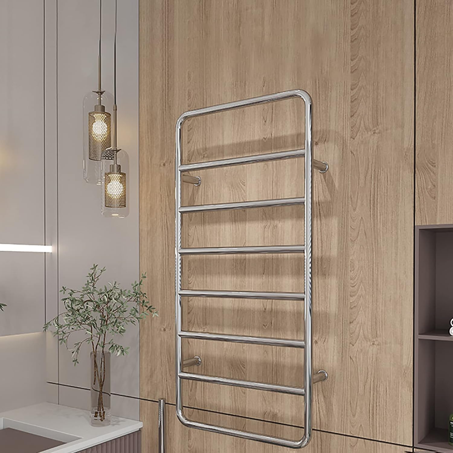 Heated Towel Rack,Electric Towel Warmer Wall Mounted 304 Stainless Steel Hot Towel Rack 83W Low Consumption Towel Heater Rack for Bathroom, IP56, Chrome