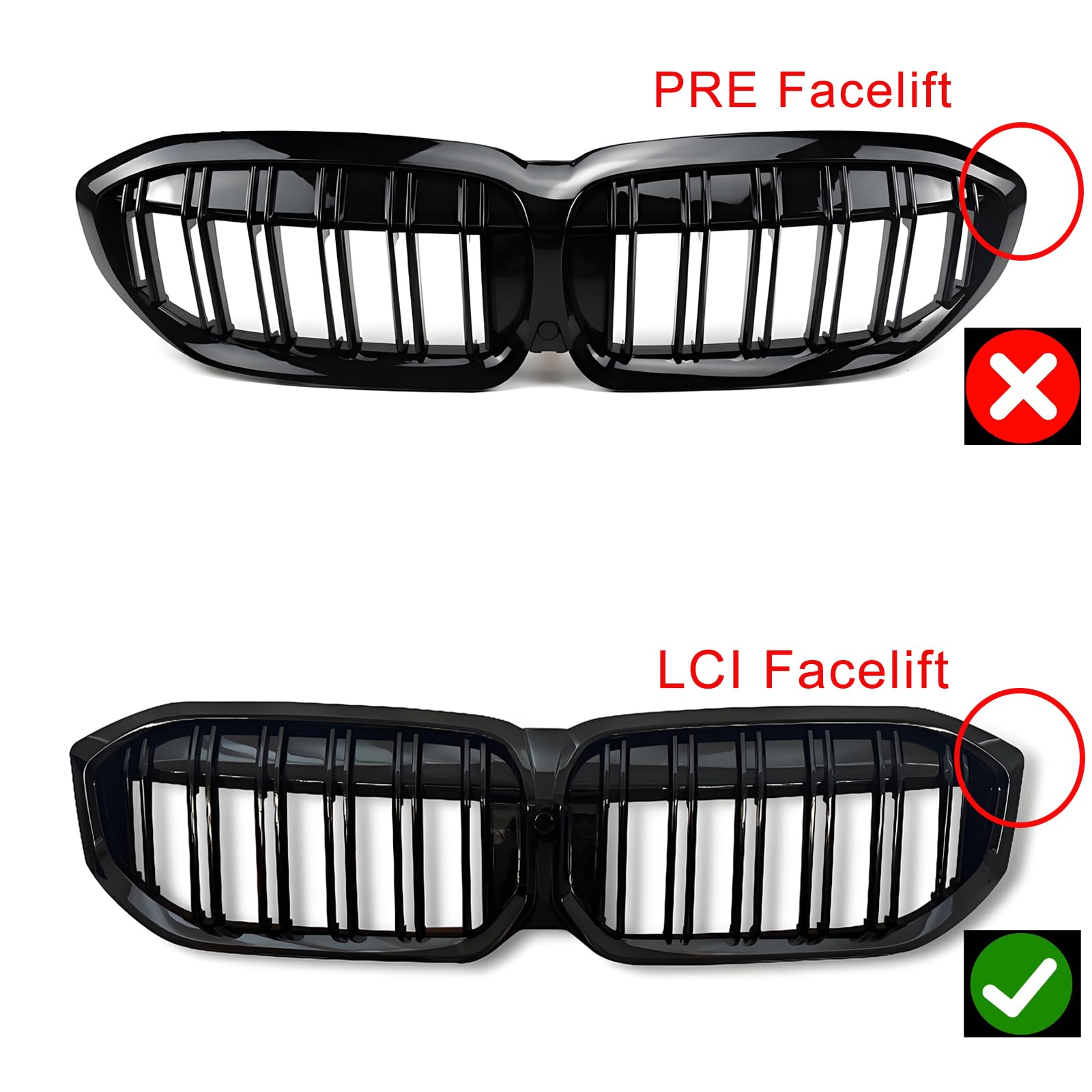 Rejilla de radiador para BMW 3er G20 cámara de riñón negra G21 LCI Sport Grill delantera riñones doble puente parrilla 2022-2024 negro brillante(For 3er G20 G21 2022-2024 LCI)